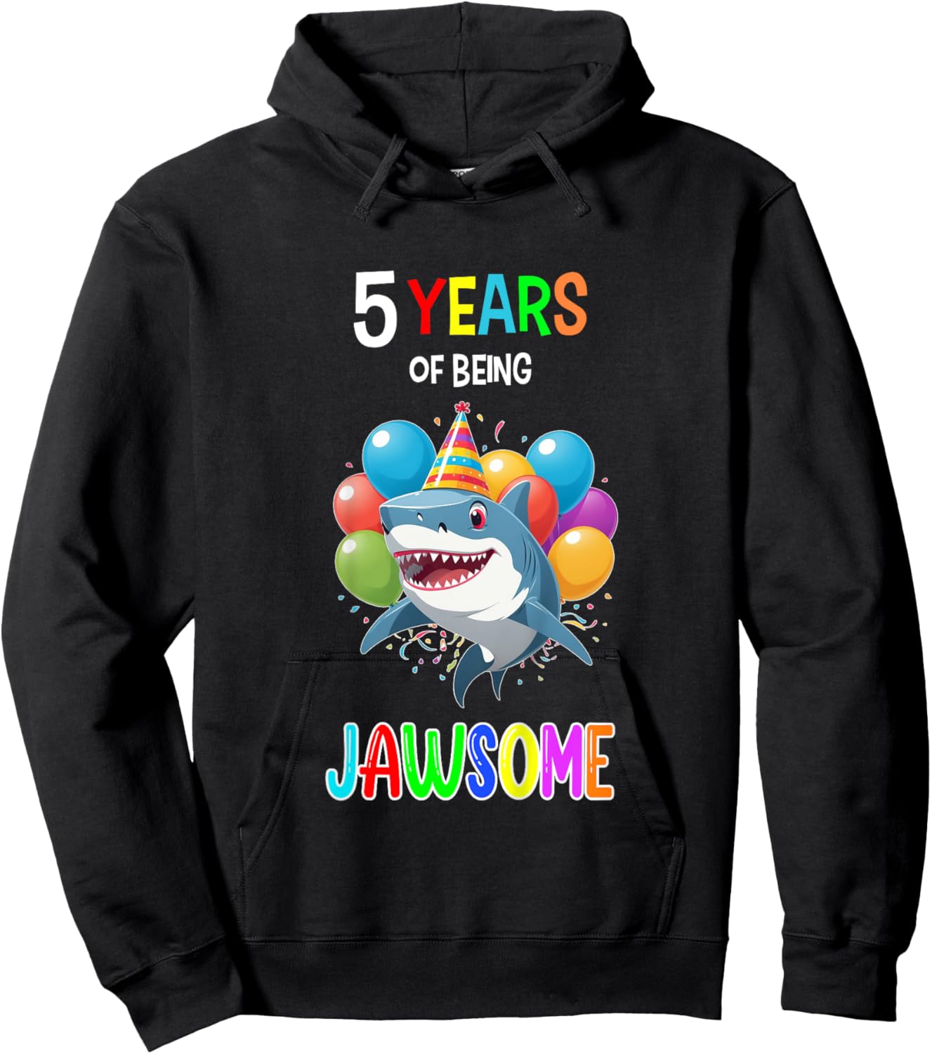 Shark Birthday Shirt 5 Years of Being Jawsome 5th Birthday Hoodie - Hoodie | Black