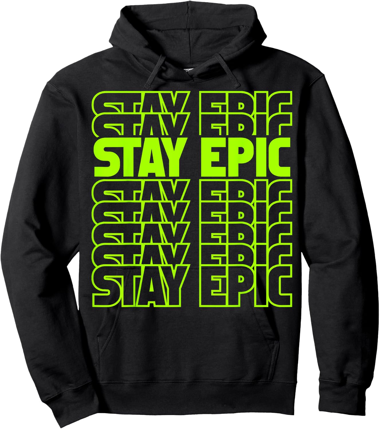 Stay Epic Lime Green Letter Stack Hoodie - Hoodie | Black