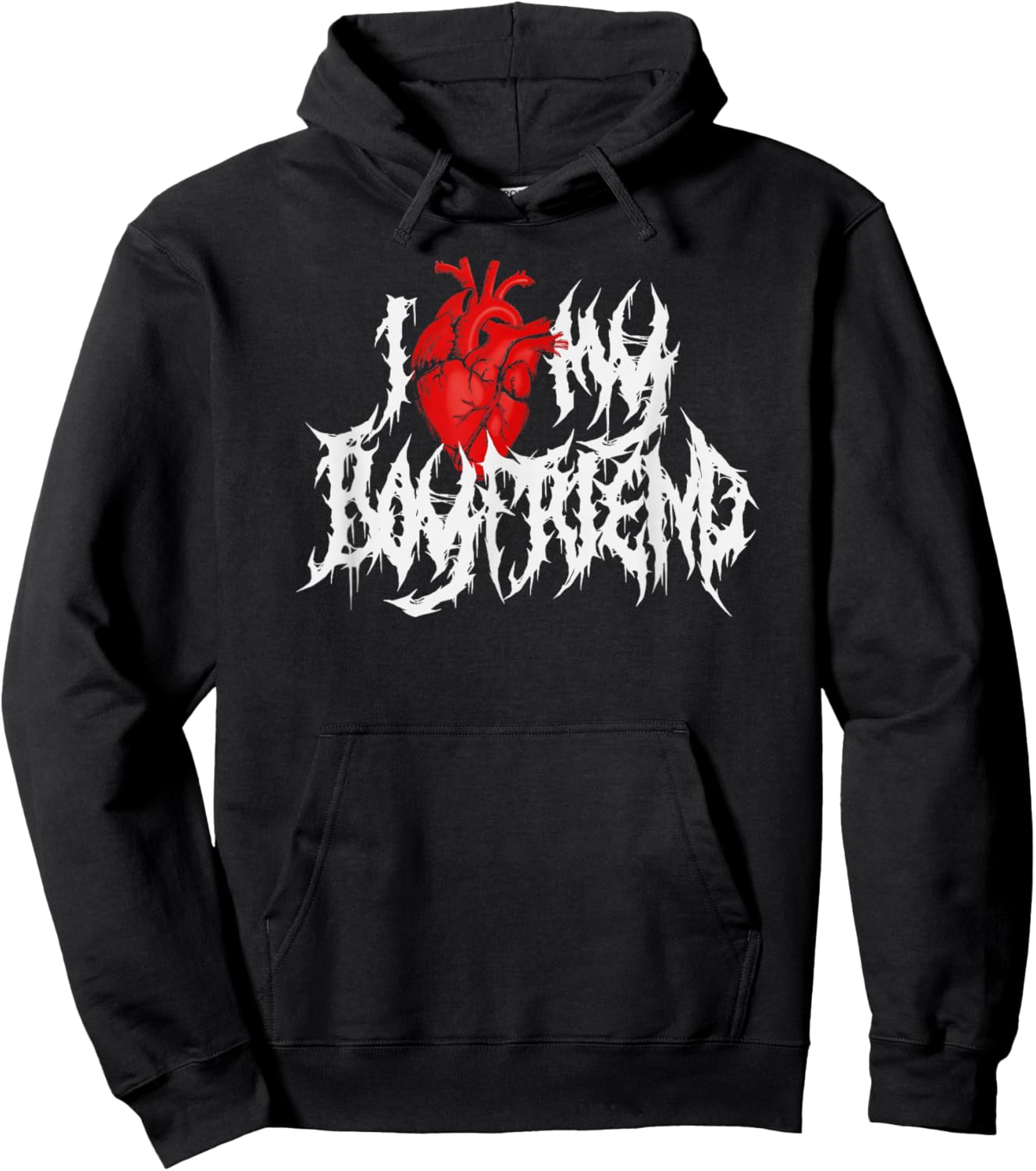 I Heart My Boyfriend. Funny Death Metal, Goth Valentine's Hoodie - Hoodie | Black