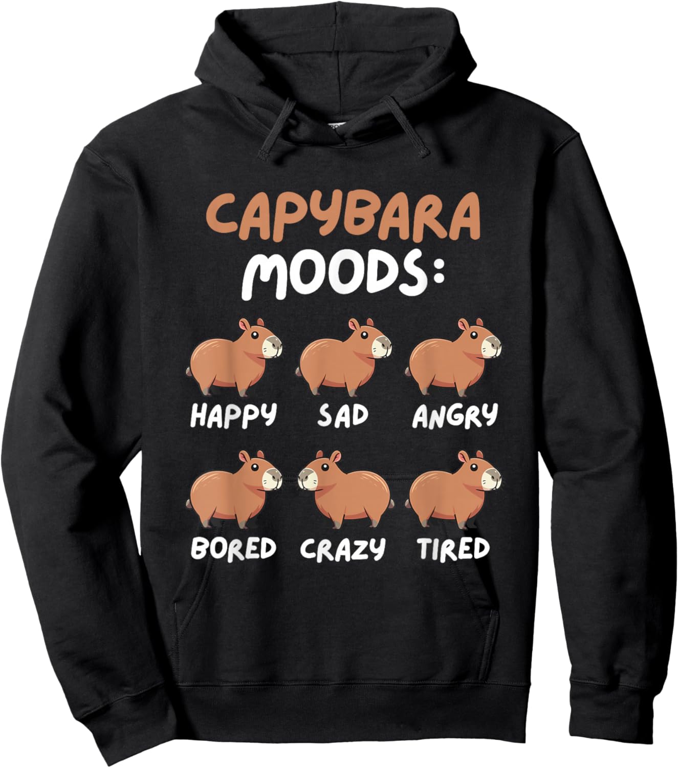 Funny Cute Capybara Moods Children Men Women Hoodie - Hoodie | Black