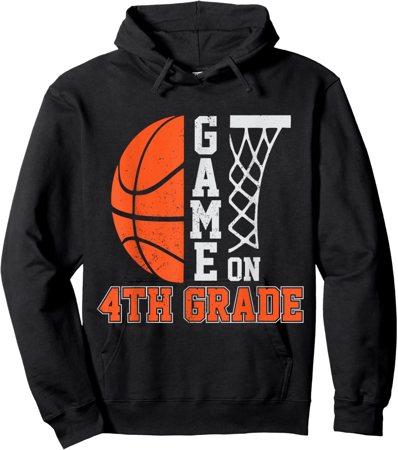 Back To School Game On 4th Grade Funny Basketball Kids Hoodie - Hoodie | Black