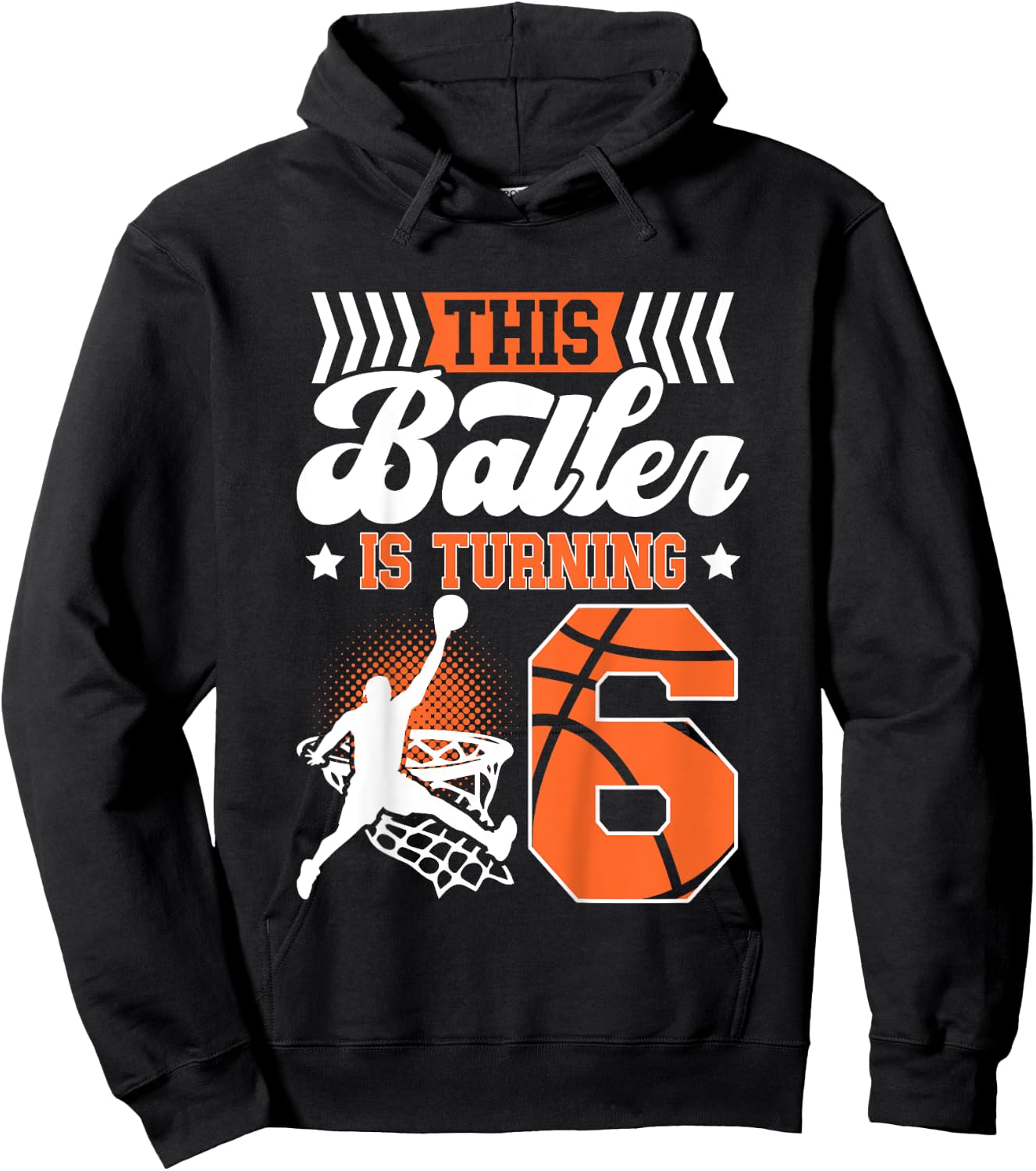 Kids 6th Birthday Basketball 6 Year Old Basketball Boy Birthday Hoodie - Hoodie | Black