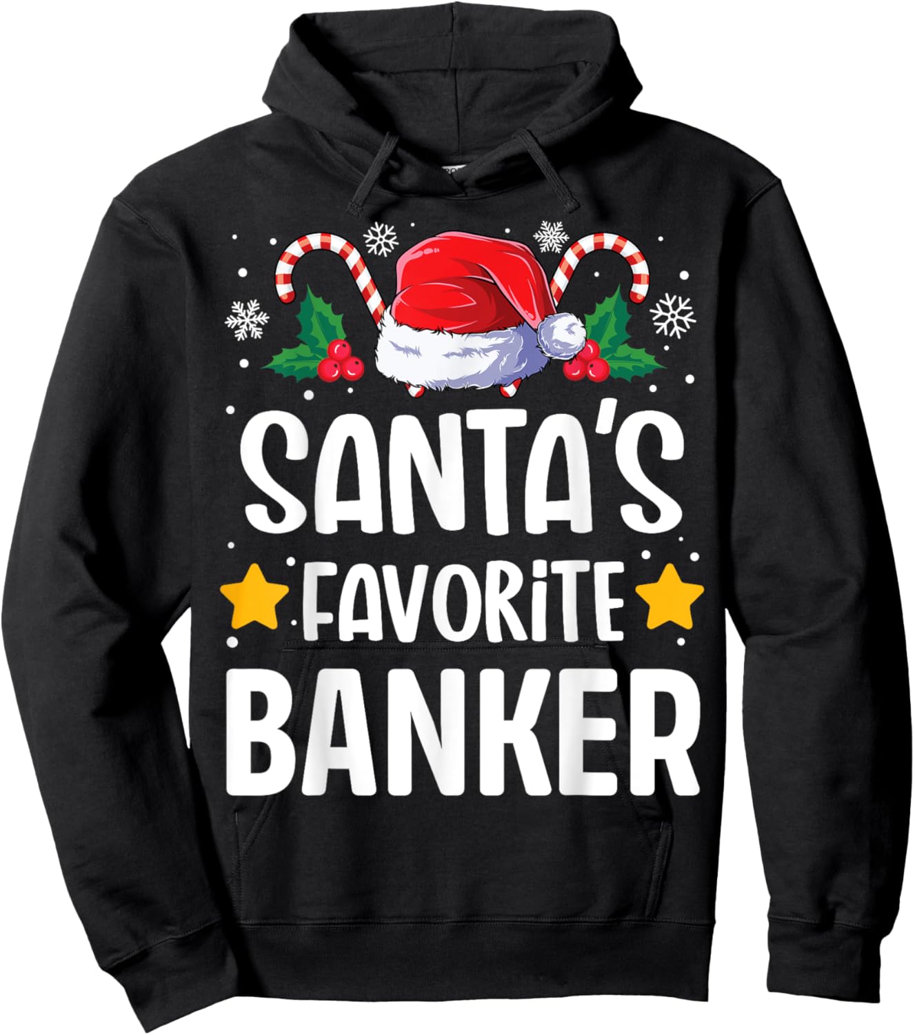 Santas Favorite Banker Christmas Matching Group Pajama Hoodie - Hoodie | Black