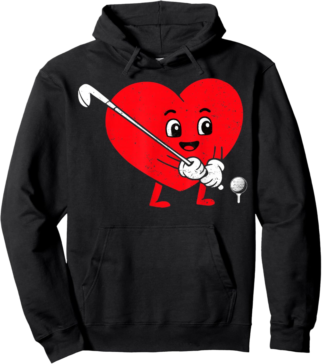 Happy Valentine Golf Heart Matching Couples Hoodie - Hoodie | Black