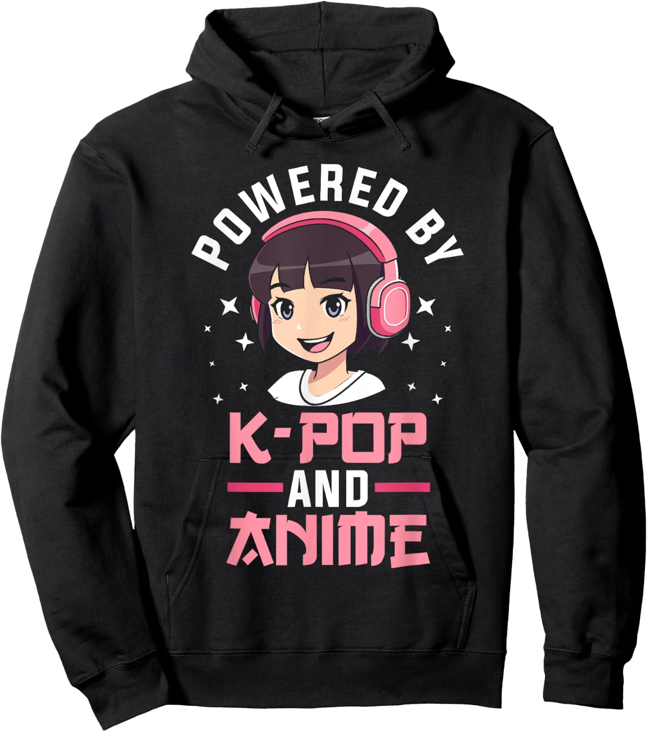 Powered by K-pop and Anime Kpop Merch Merchandise Gift Hoodie - Hoodie | Black