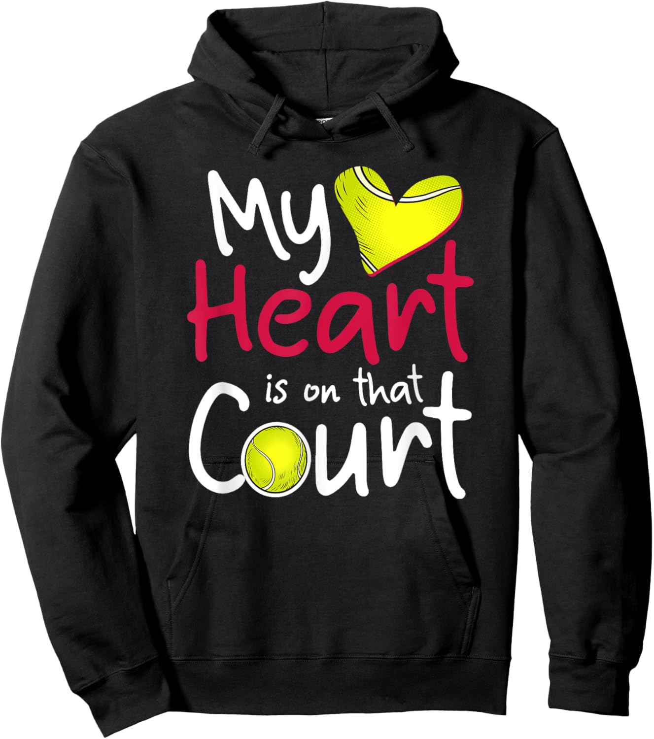 My Heart Is on That Court Tennis Mom Dad Hoodie - Hoodie | Black