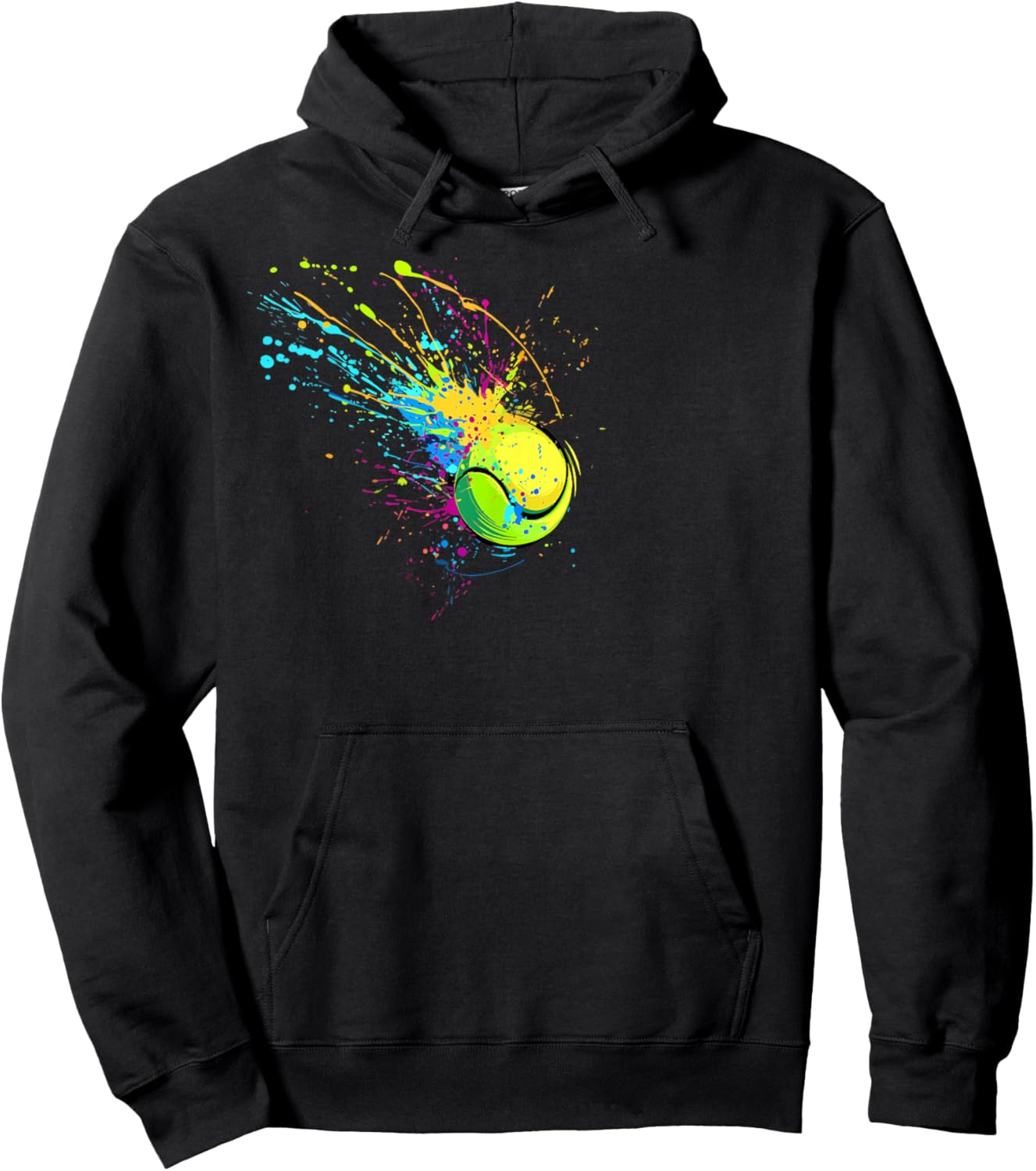 Colorful Tennis Ball Splash Art Tennis Lover Hoodie - Hoodie | Black