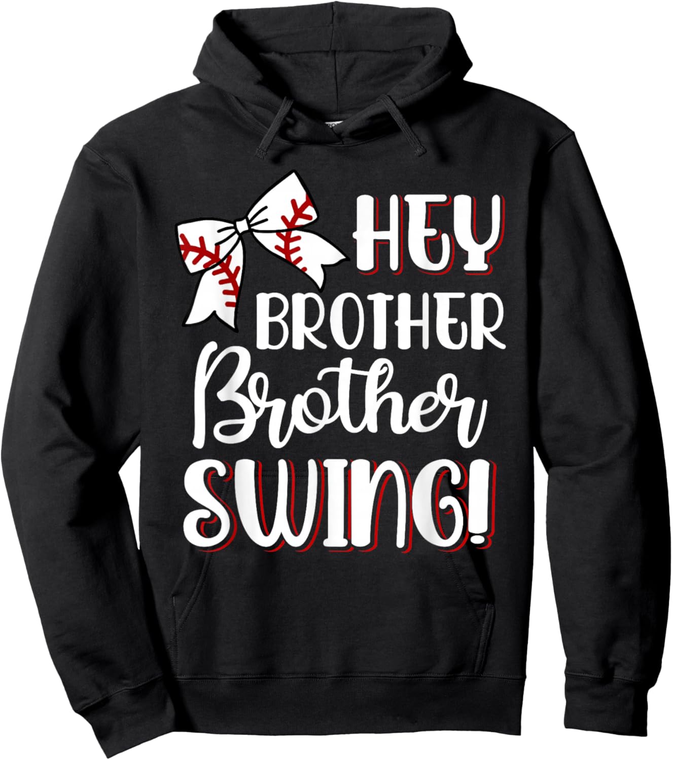 Funny Baseball Sister Hey Brother Brother Swing Baseball Kid Hoodie - Hoodie | Black