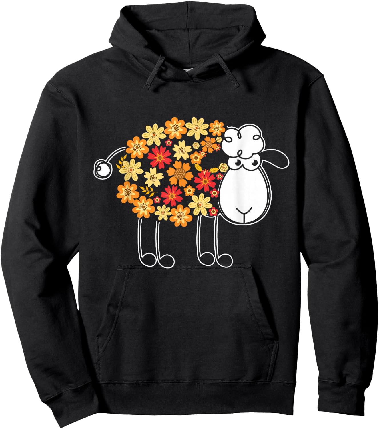 Funny Flower Sheep Design for Farming Lovers Hoodie - Hoodie | Black