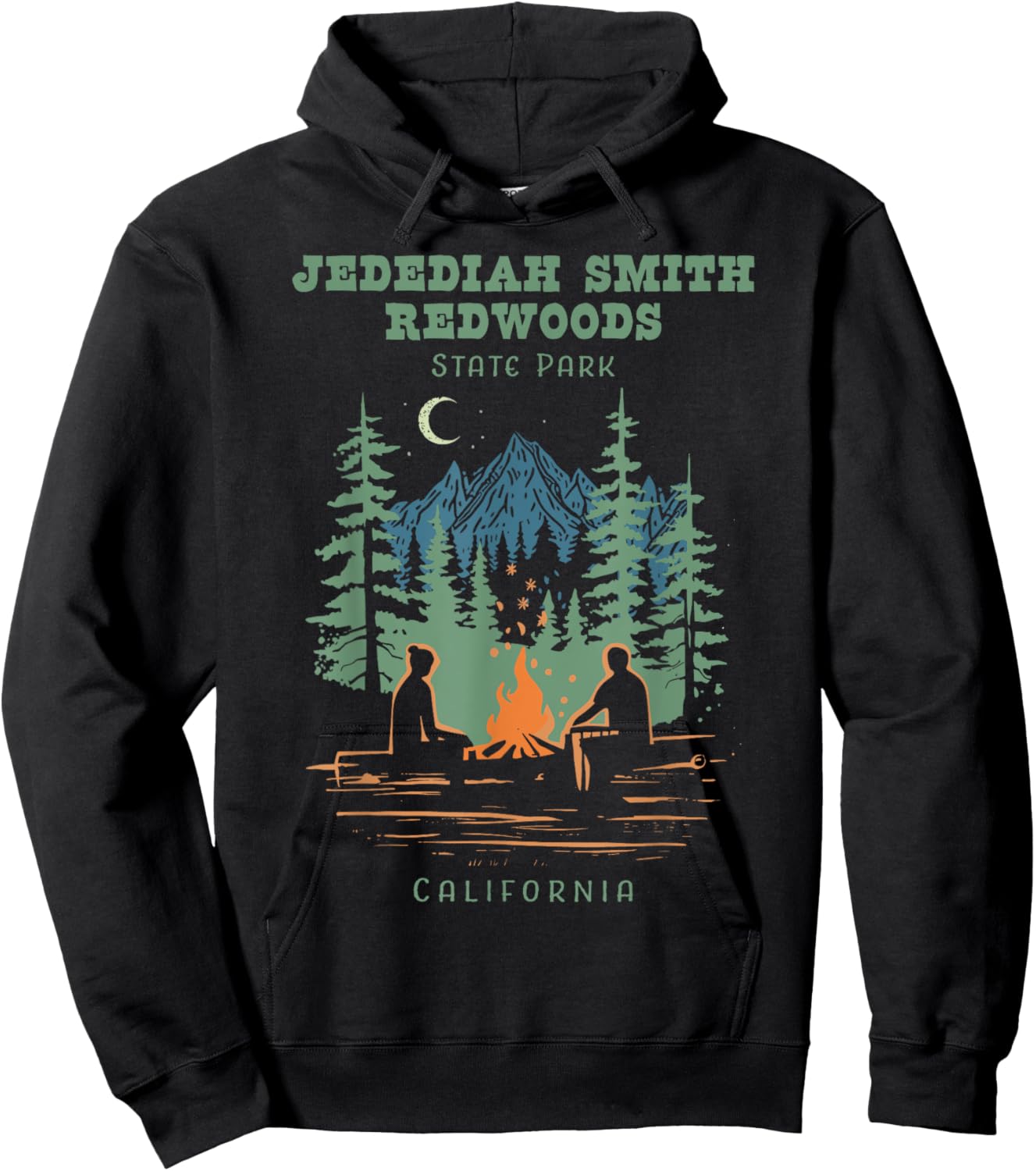 Jedediah Smith Redwoods State Park California Retro Vintage Hoodie - Hoodie | Black