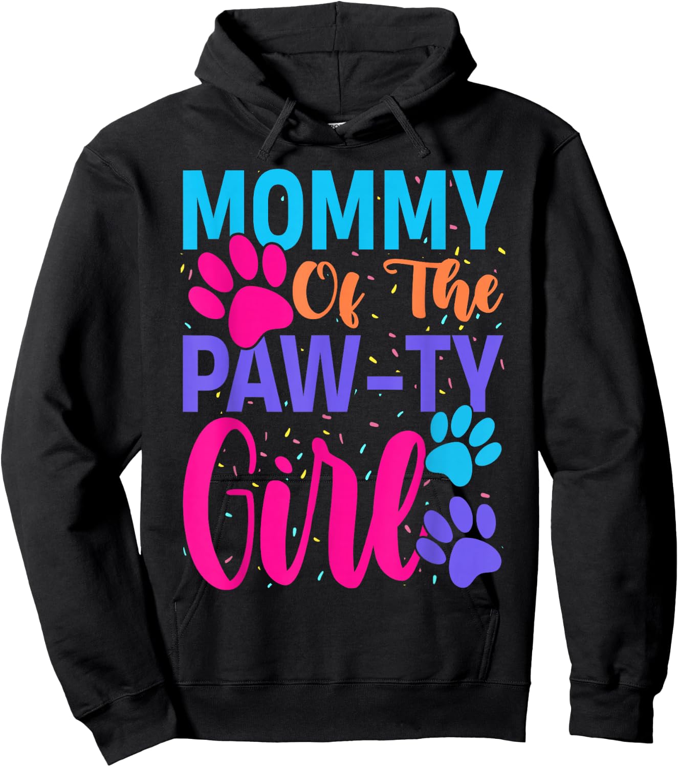 Mommy of The Birthday Girl Dog Paw Family Matching Party Hoodie - Hoodie | Black