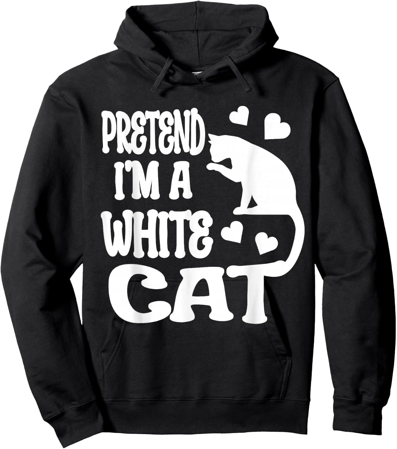 Pretend I'm A White Cat Funny Halloween Costume Hoodie - Hoodie | Black