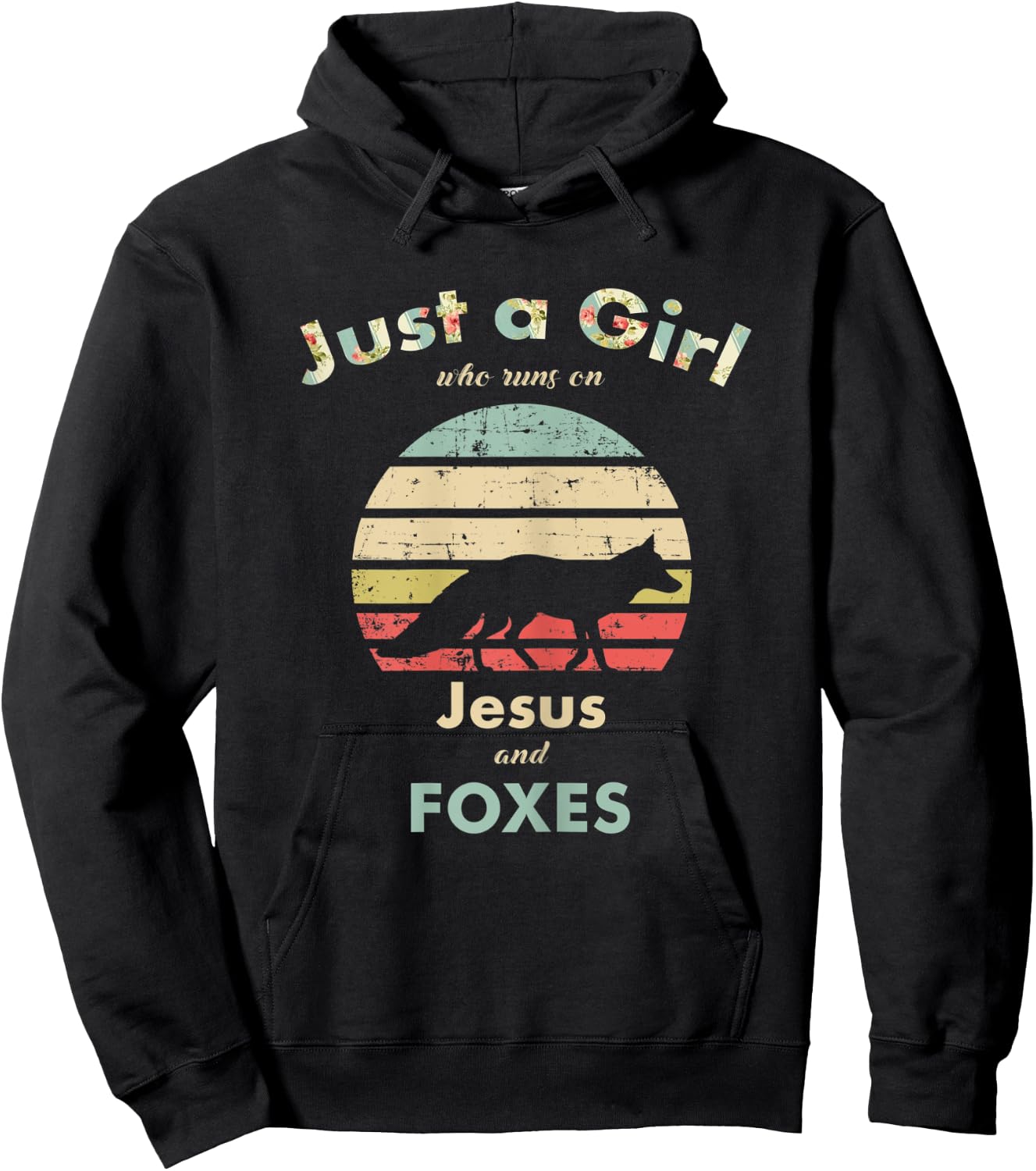 Just A Girl Who Runs on Jesus and Foxes Fox Lover Gift Hoodie - Hoodie | Black