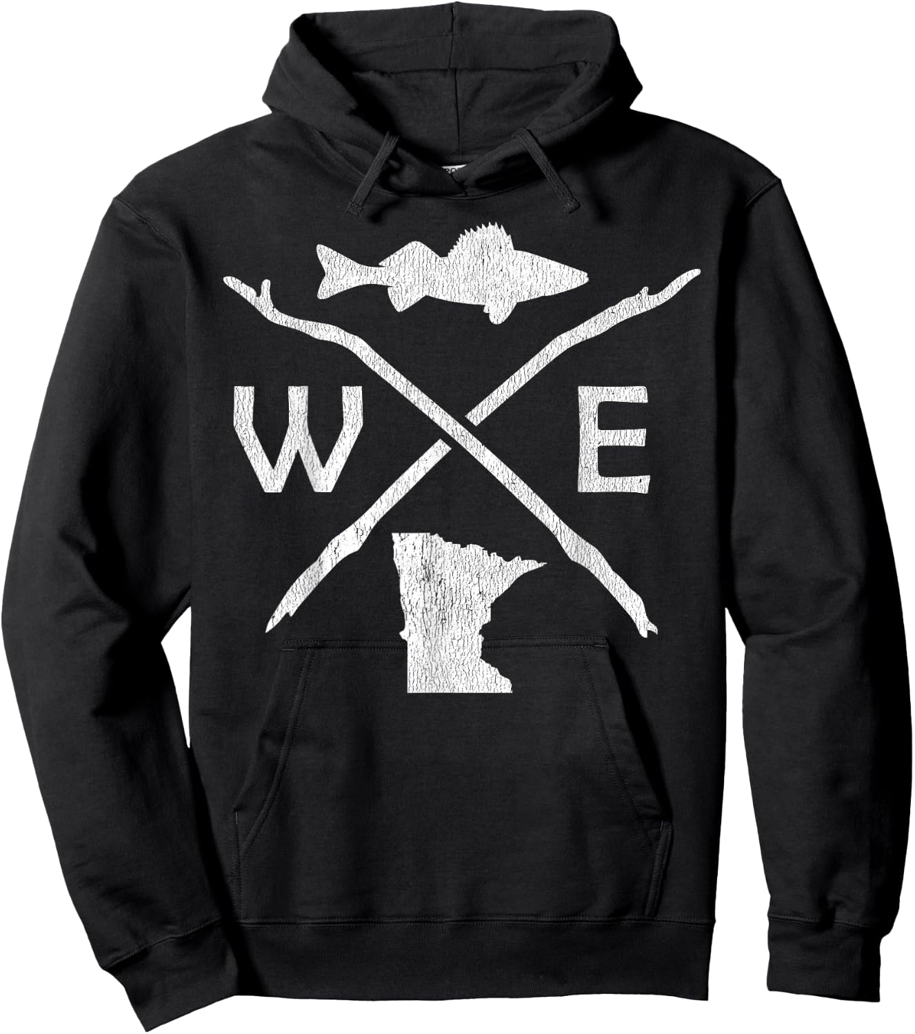 Walleye Fishing - Minnesota Walleye Fishing Compass Gift Hoodie - Hoodie | Black