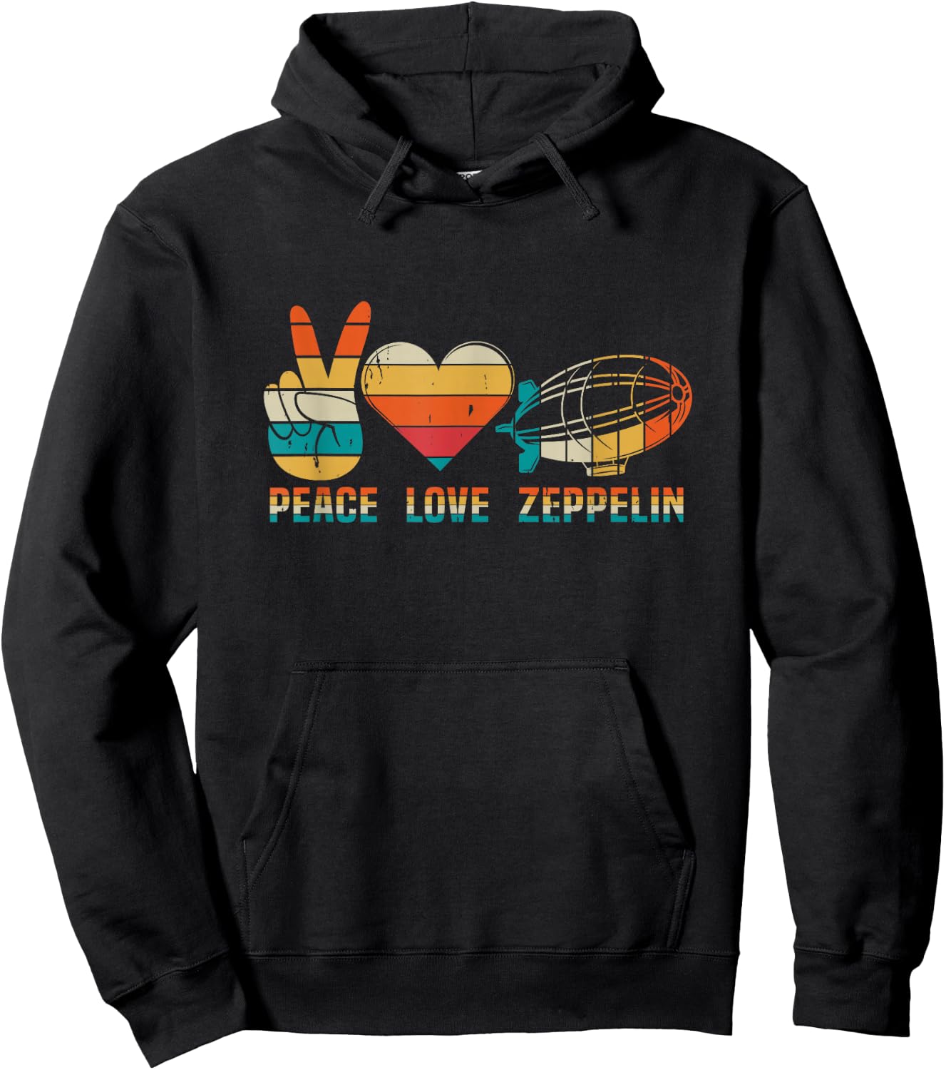 Dirigible Airship Blimp Zepelin Peace Love Zeppelin Hoodie - Hoodie | Black