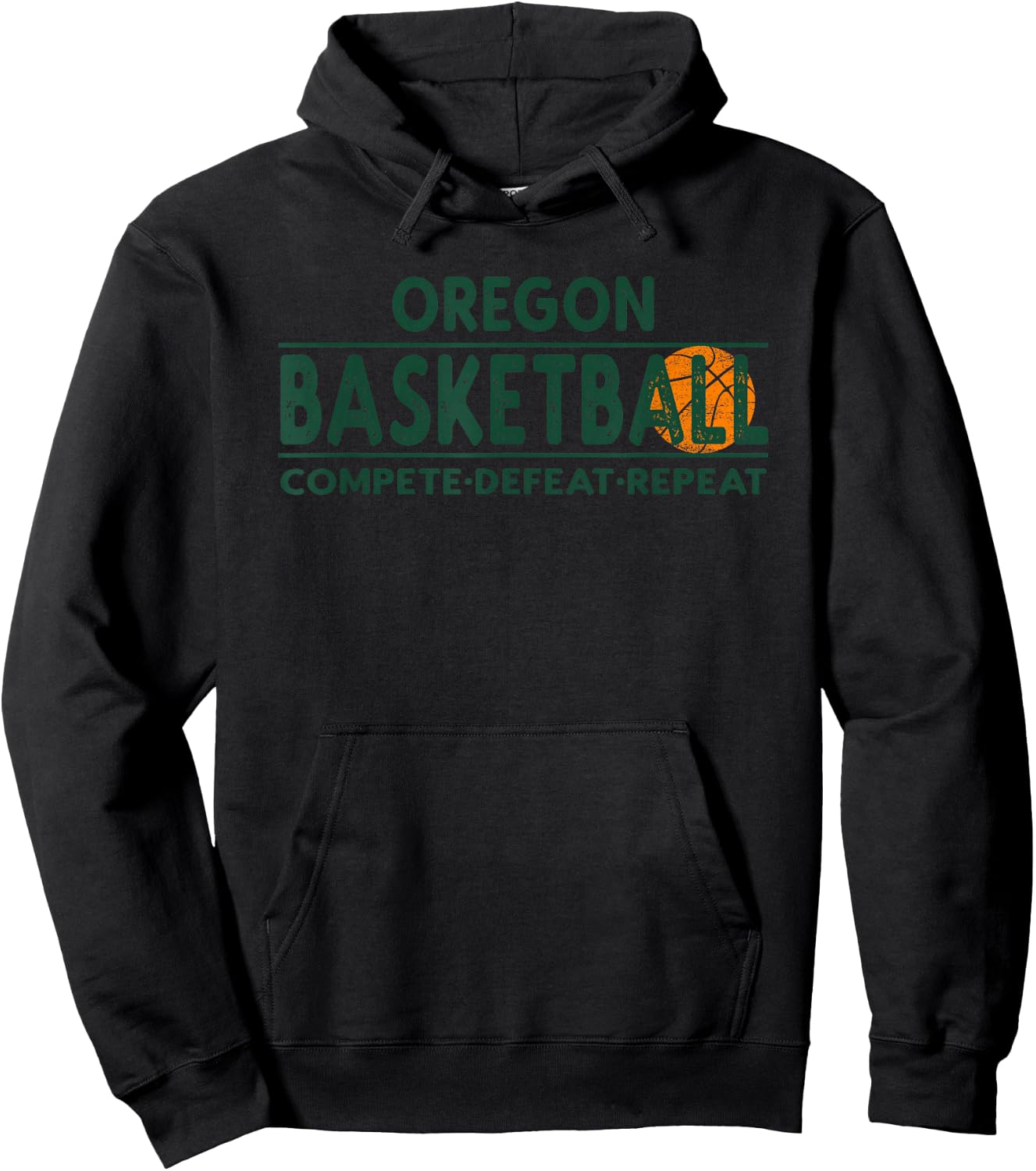 Oregon Basketball Merch - Compete Defeat Repeat Hoodie - Hoodie | Black