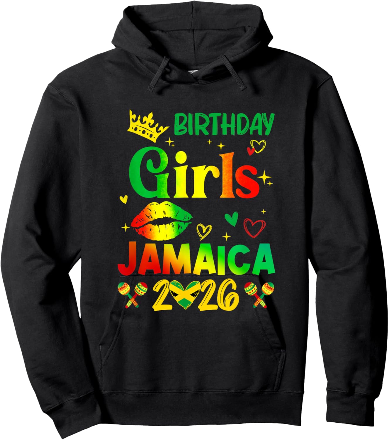 Funny Birthday Girl Jamaica 2026 Birthday Trip Vacation Hoodie - Hoodie | Black