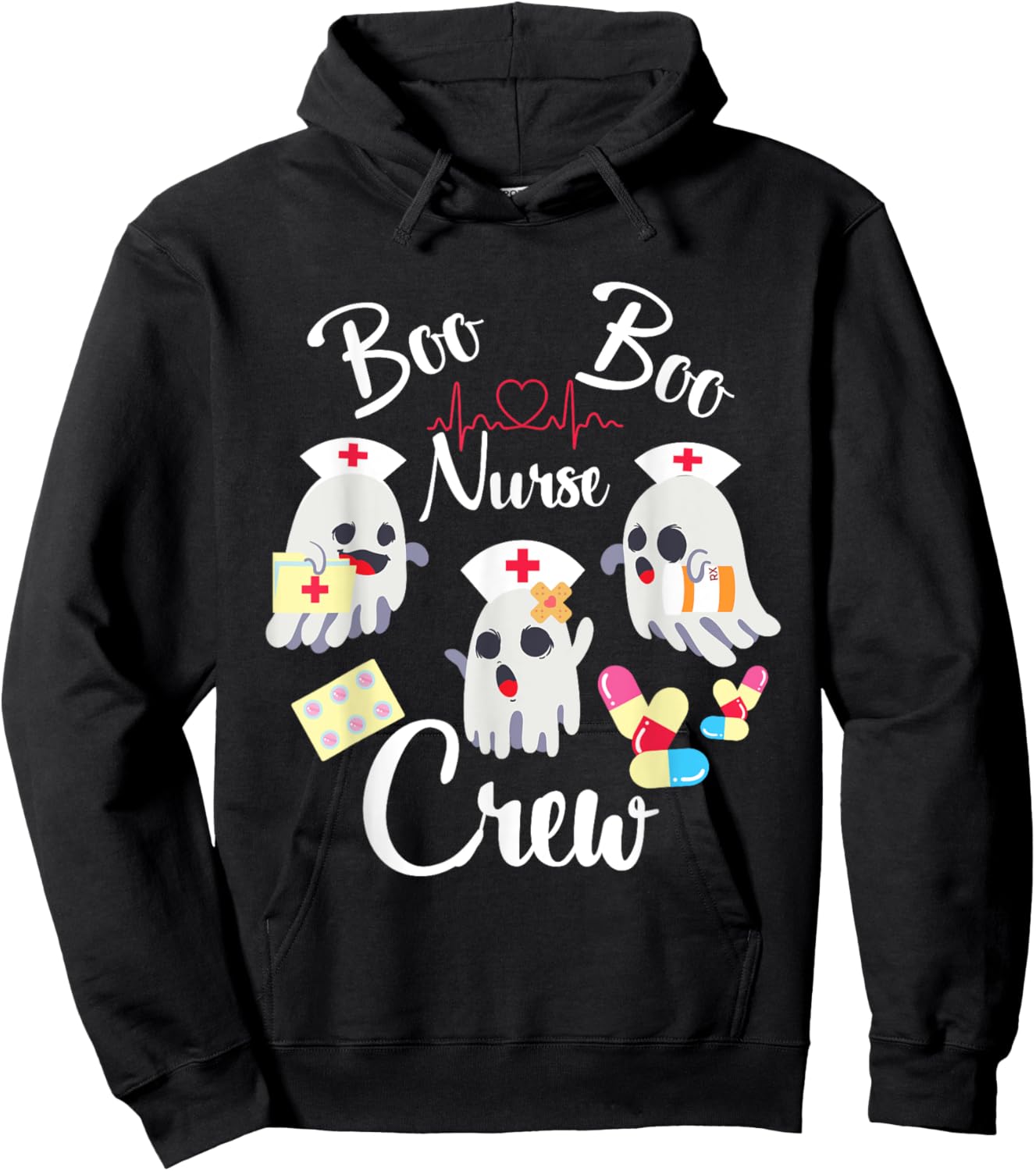 Boo Boo Crew Nurse Ghost Costume Funny Halloween Gift Hoodie - Hoodie | Black