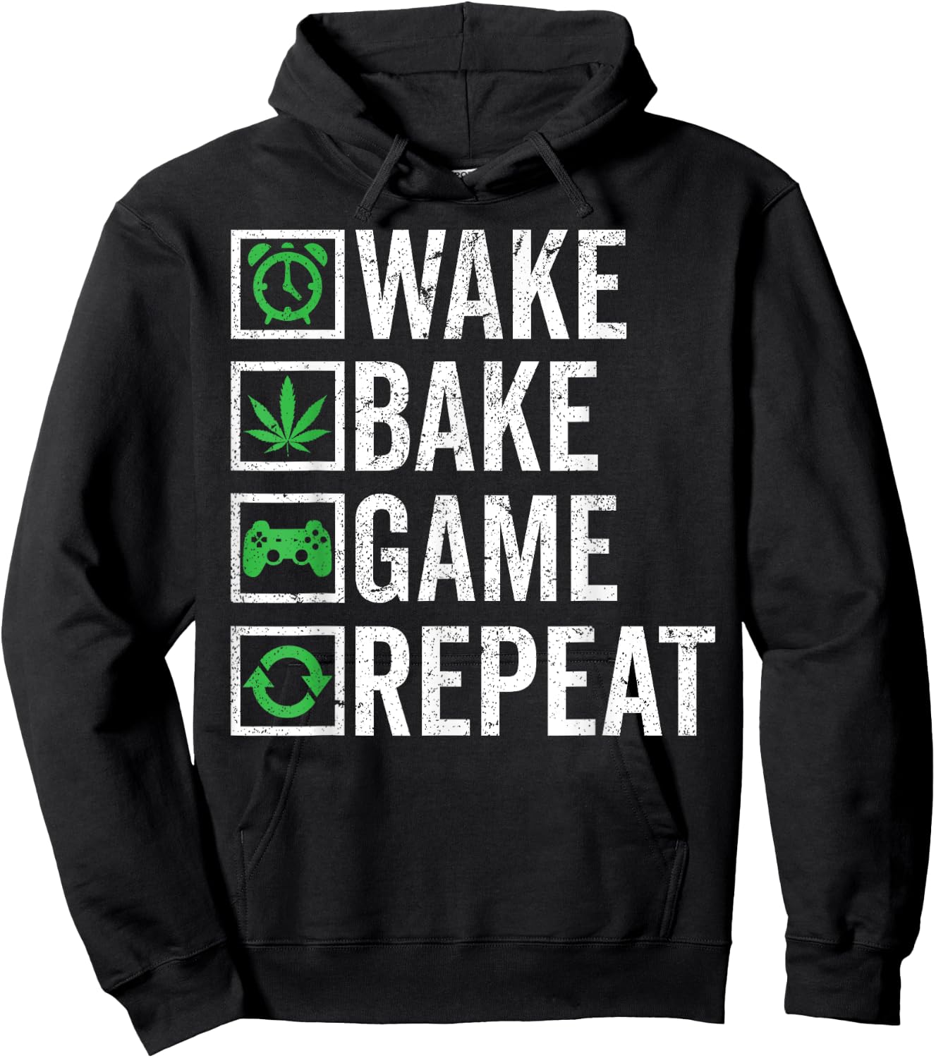 Wake Bake Game Repeat 420 Weed Cannabis THC Stoner Gift Hoodie - Hoodie | Black