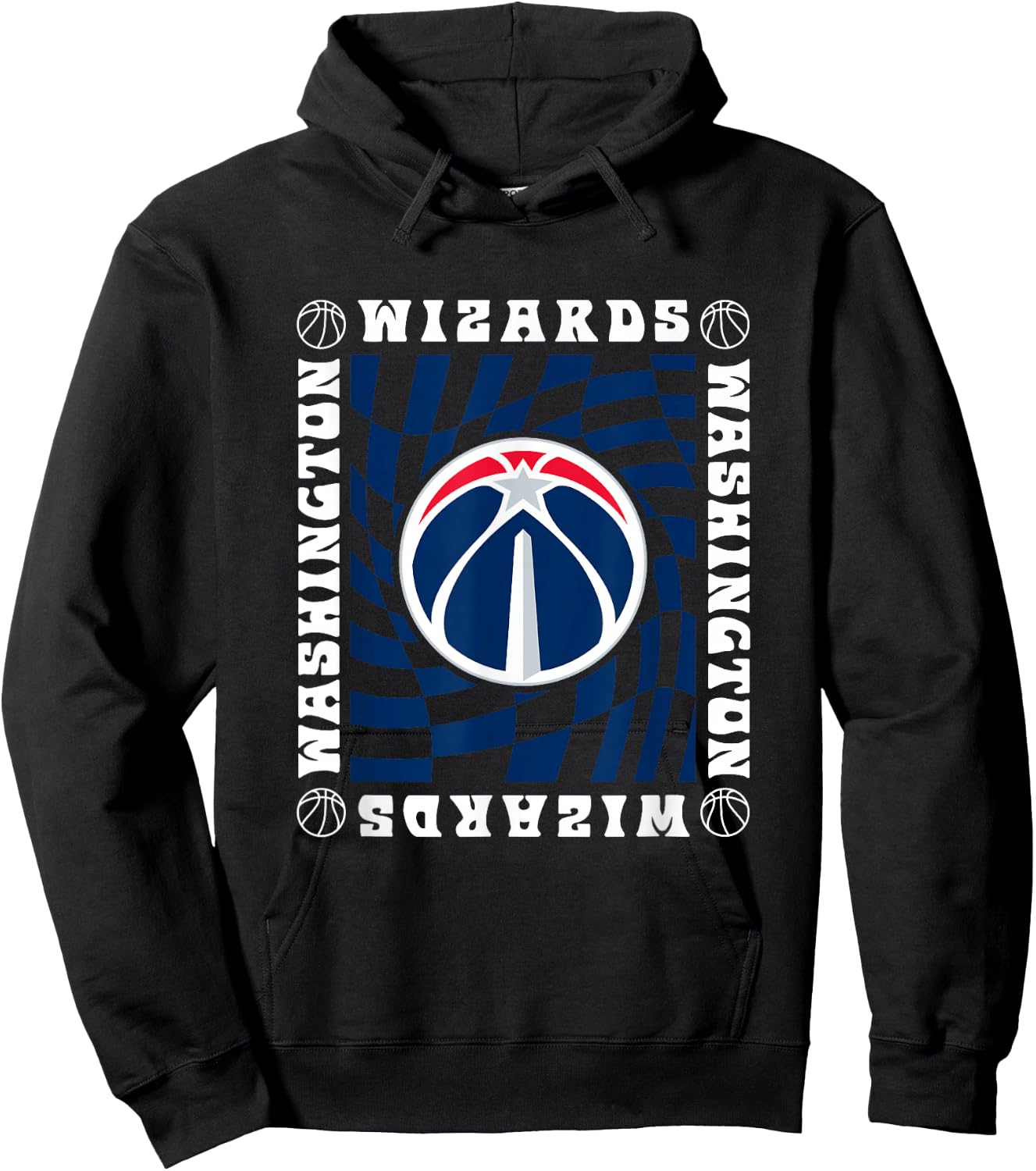 NBA Washington Wizards Retro Checkerboard Wave Hoodie - Hoodie | Black