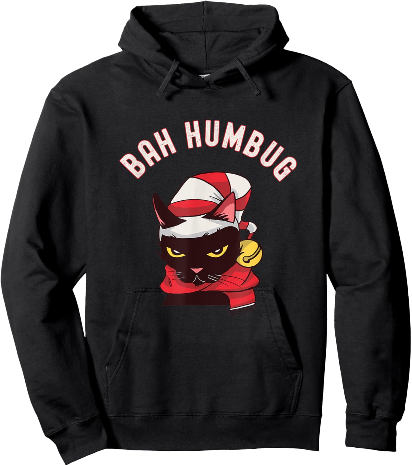 Christmas Cat Bah Humbug Hoodie - Hoodie | Black