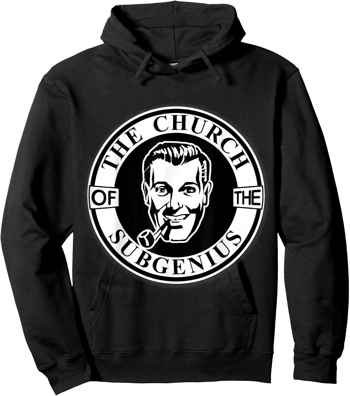 Apedes -Adults Black Cotton 65% Polyester 35% Classic Fit Collarless Short Sleeve - Church of the SubGenius - Religion Parody Prophet Church - Small Hoodie - Hoodie | Black