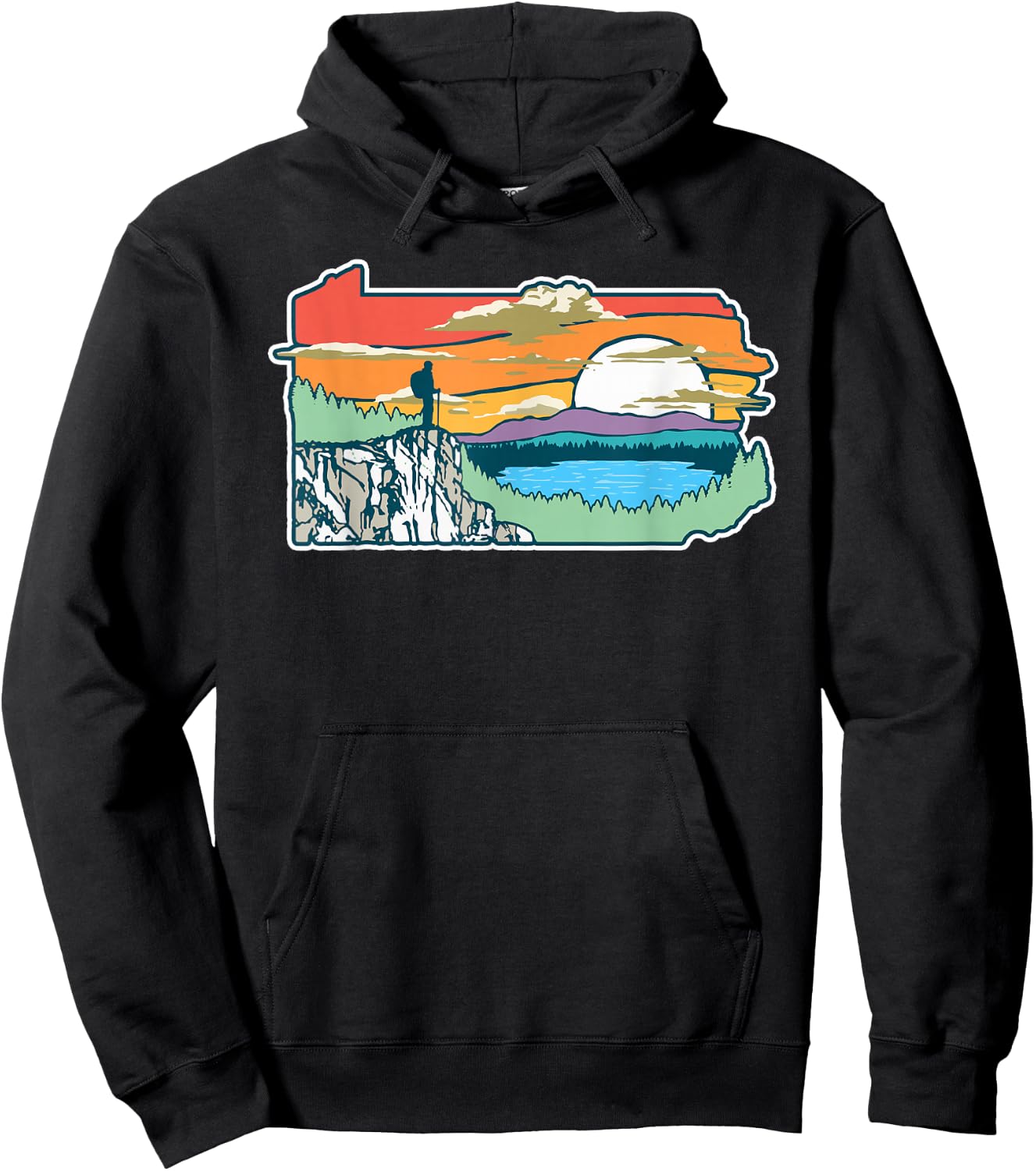State of Pennsylvania Nature Illustration Outdoor Graphic Hoodie - Hoodie | Black