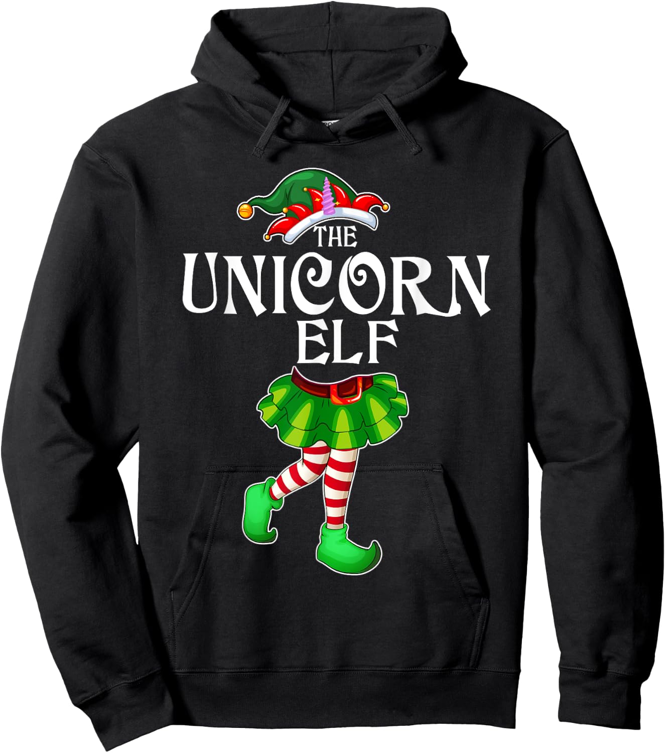 The Unicorn Elf Christmas Matching Family Group Hoodie - Hoodie | Black