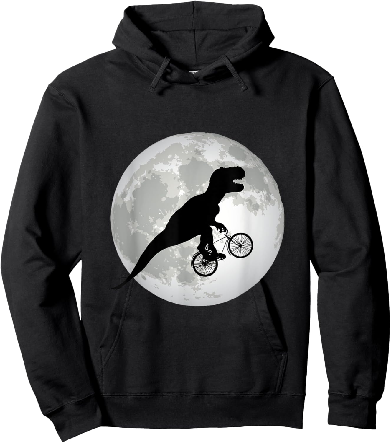 T-Rex Cycling Over The Moon, Trex on Bike, Funny Dinosaur Hoodie - Hoodie | Black