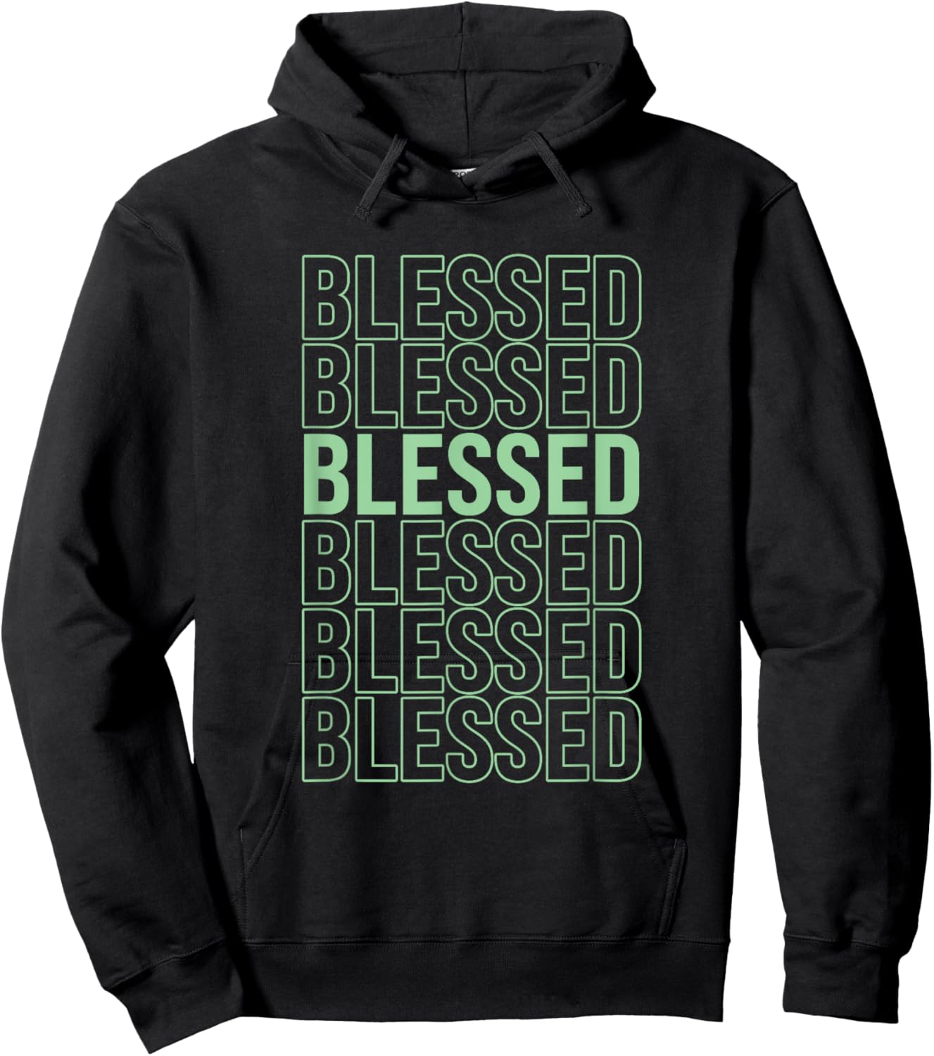 Green BLESSED Pale Light Green Color Graphic Hoodie - Hoodie | Black