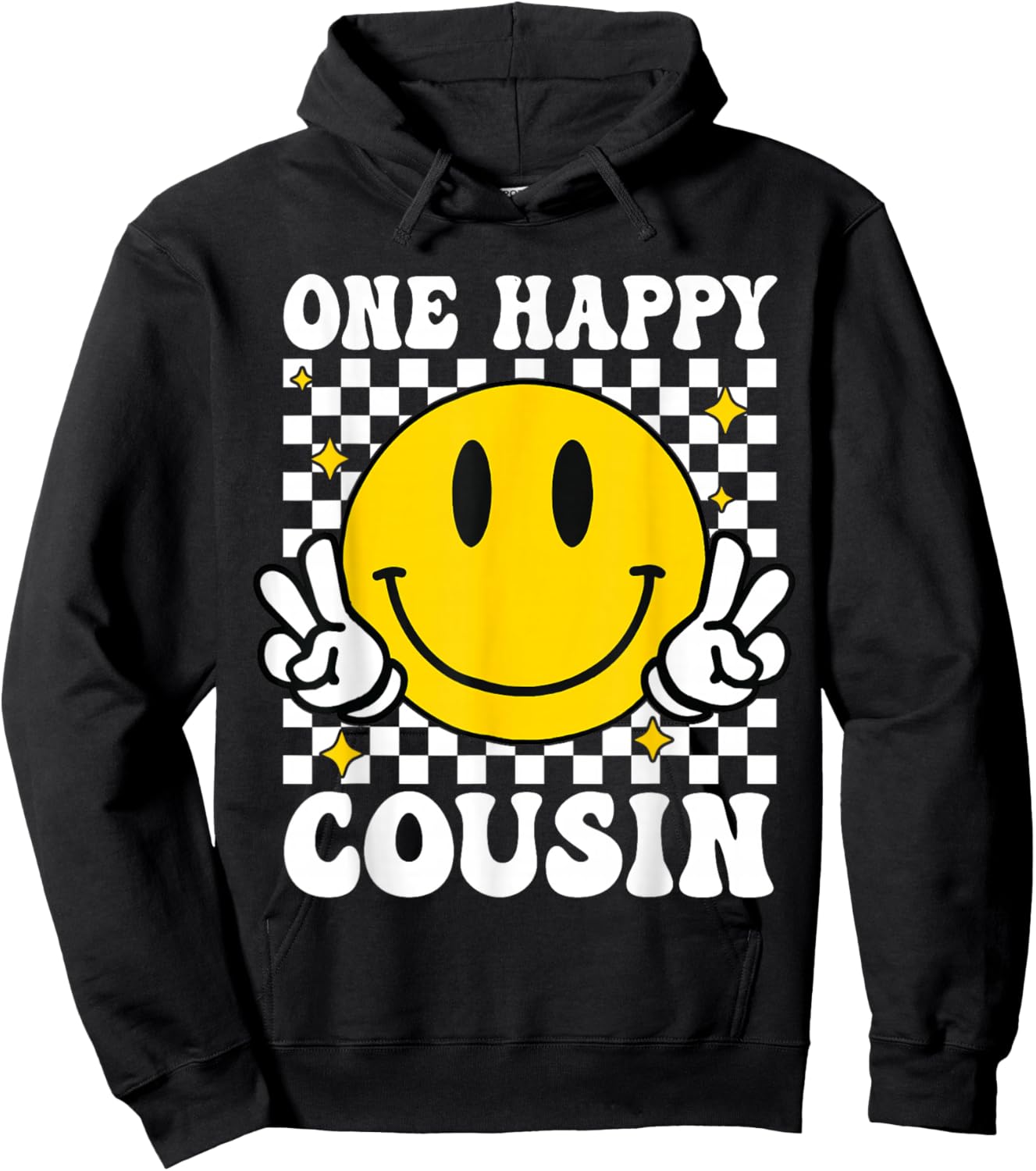 One Happy Dude Cousin happy face 1st Birthday Family Hoodie - Hoodie | Black