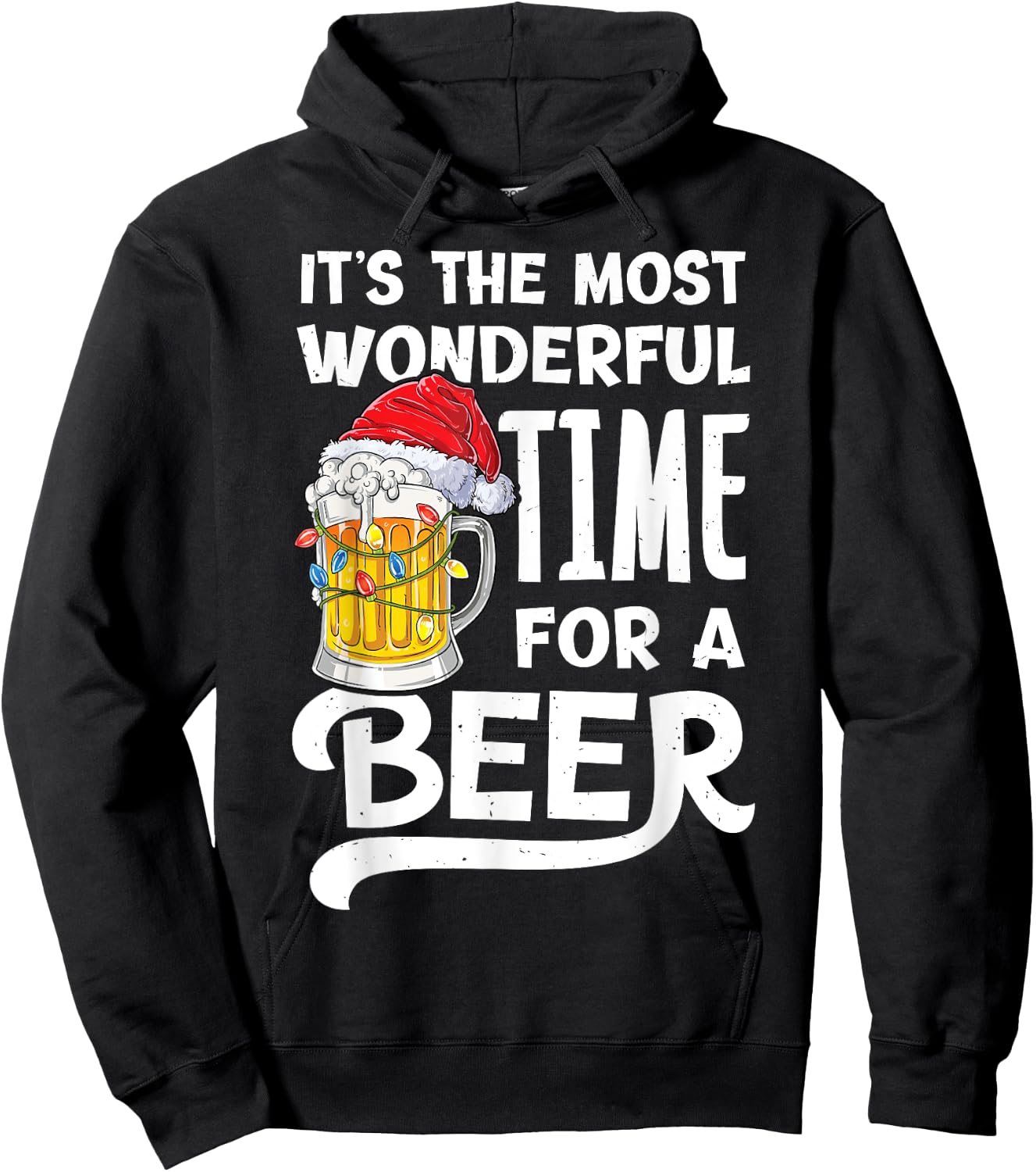 It's The Most Wonderful Time For A Beer Christmas Santa Hat Hoodie - Hoodie | Black