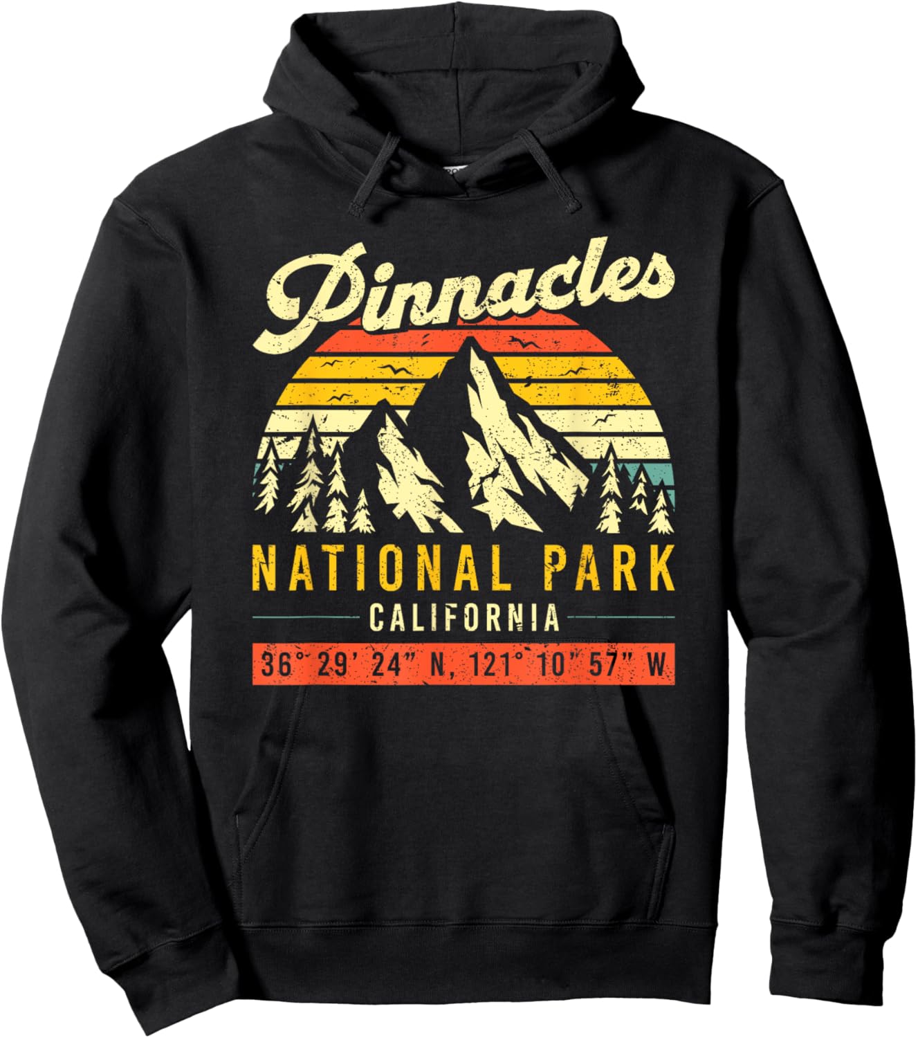 Pinnacles California Vintage Retro National Park Hoodie - Hoodie | Black