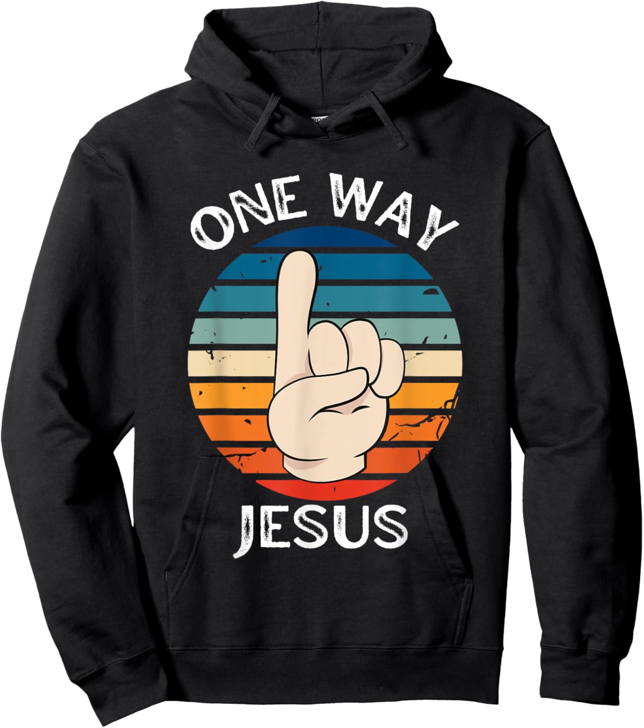 One Way Jesus People Christian Revolution Finger Up Retro Hoodie - Hoodie | Black