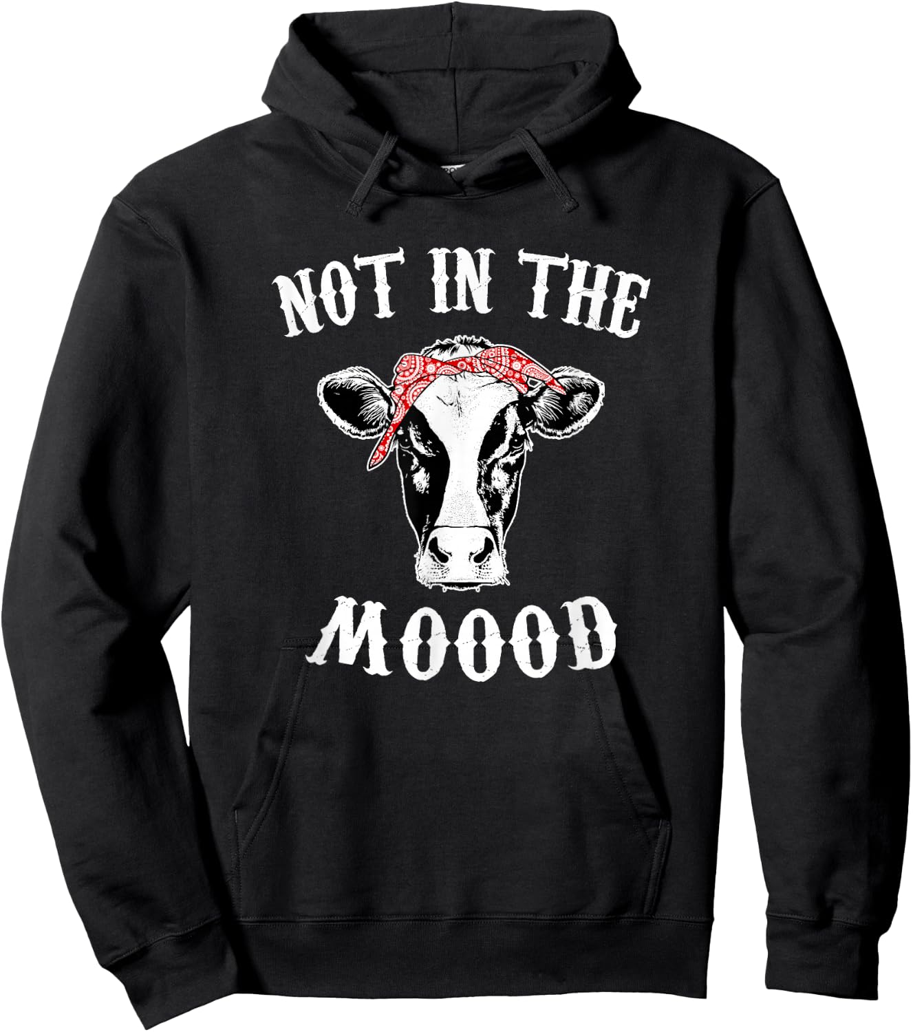 Not In The Mood Cow Lover Cute Heifer Face Hoodie - Hoodie | Black