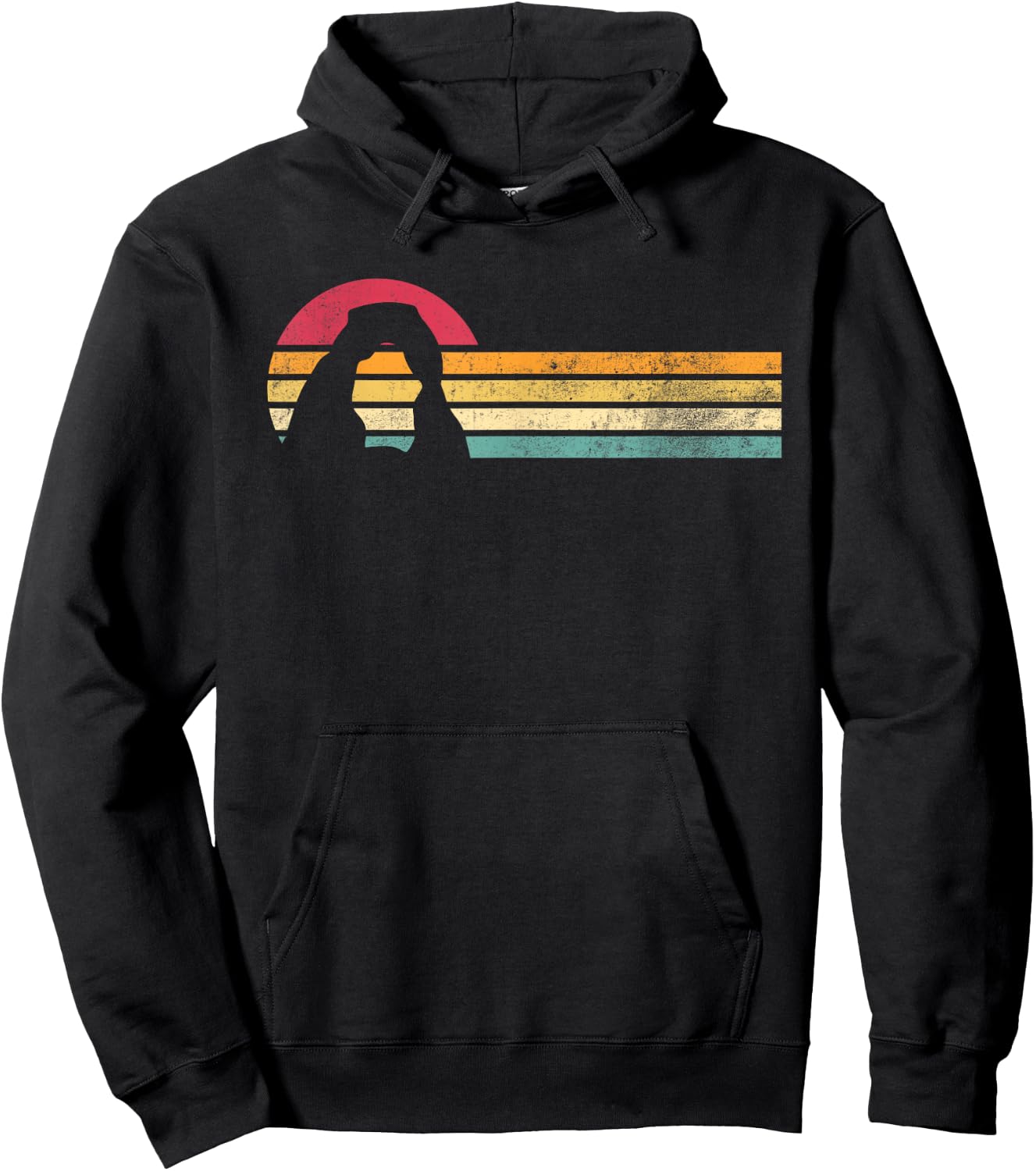 Retro Vintage Delicate Arch Silhouette Arches National Park Hoodie - Hoodie | Black