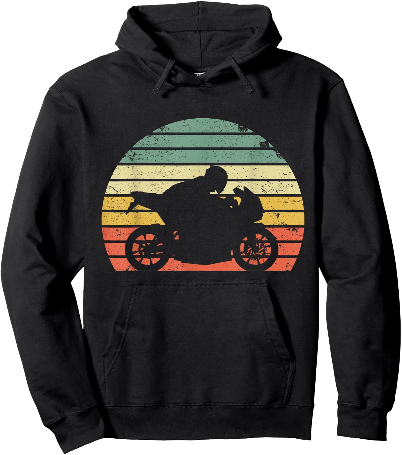 Vintage Biker Motorcycle Shirt Silhouette Retro Hoodie - Hoodie | Black