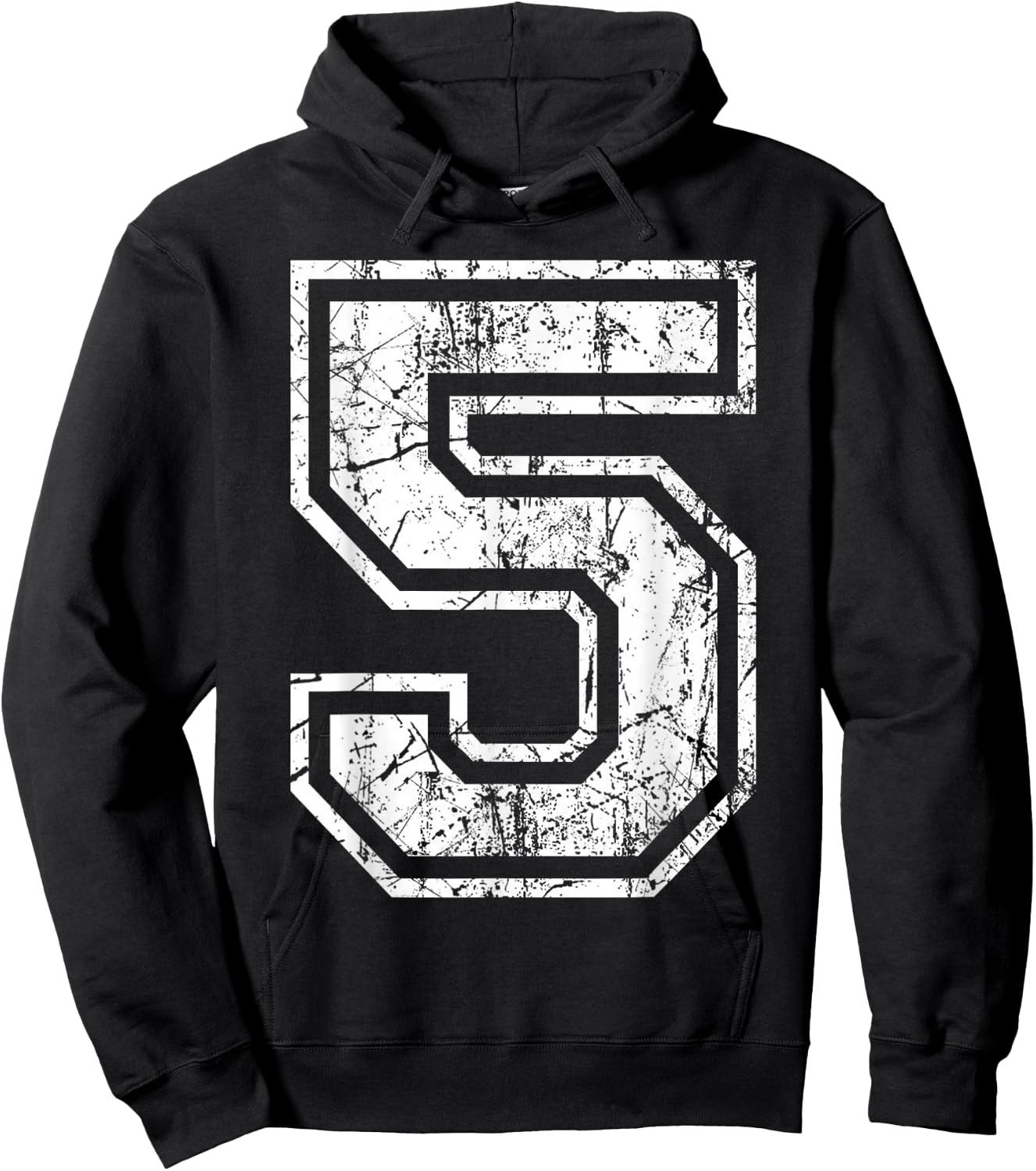 Sports Jersey Grunge Number 5 Fan Team Player Birthday Gift Hoodie - Hoodie | Black