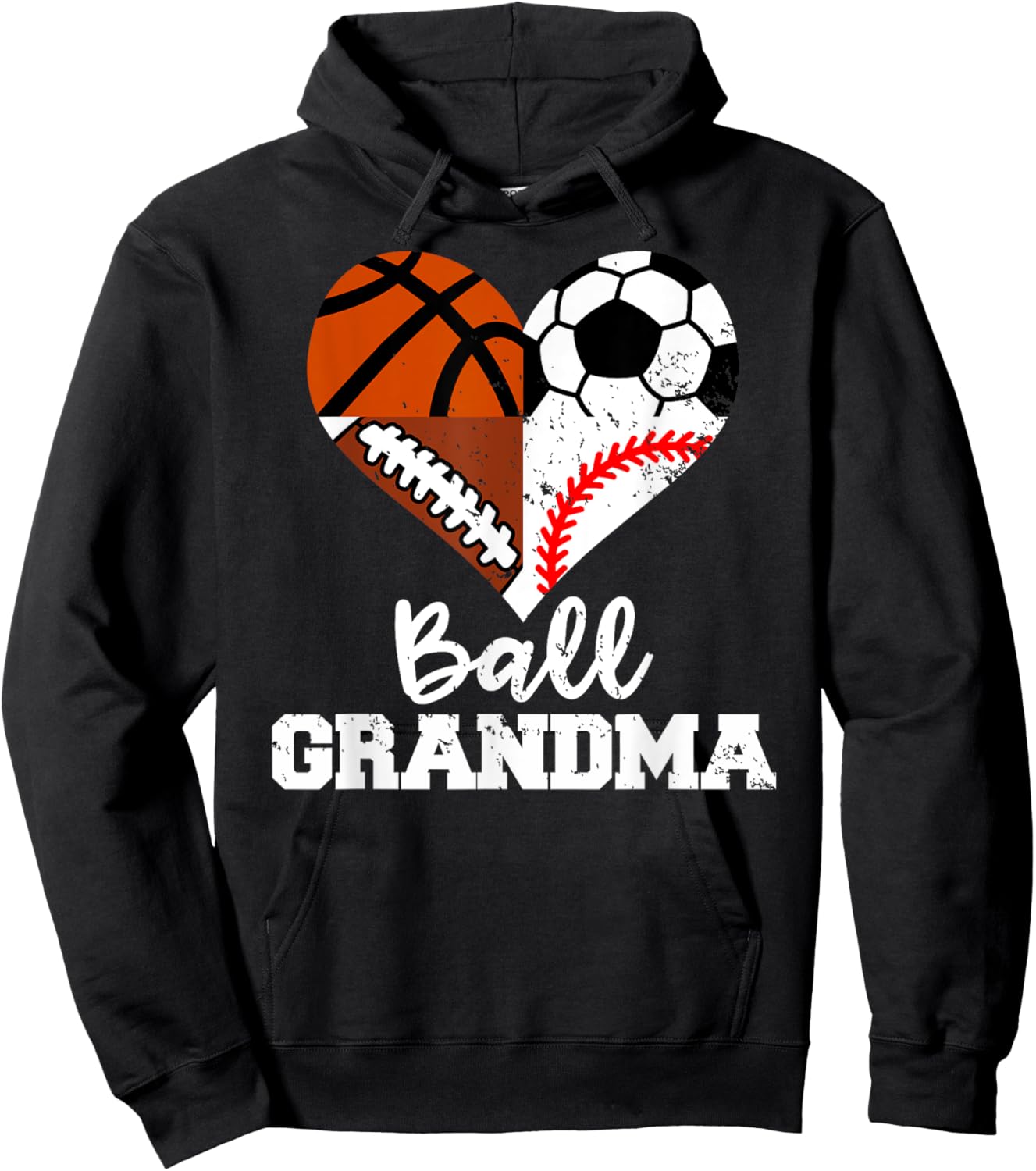 Ball Grandma Funny Soccer Football Baseball Basketball Hoodie - Hoodie | Black