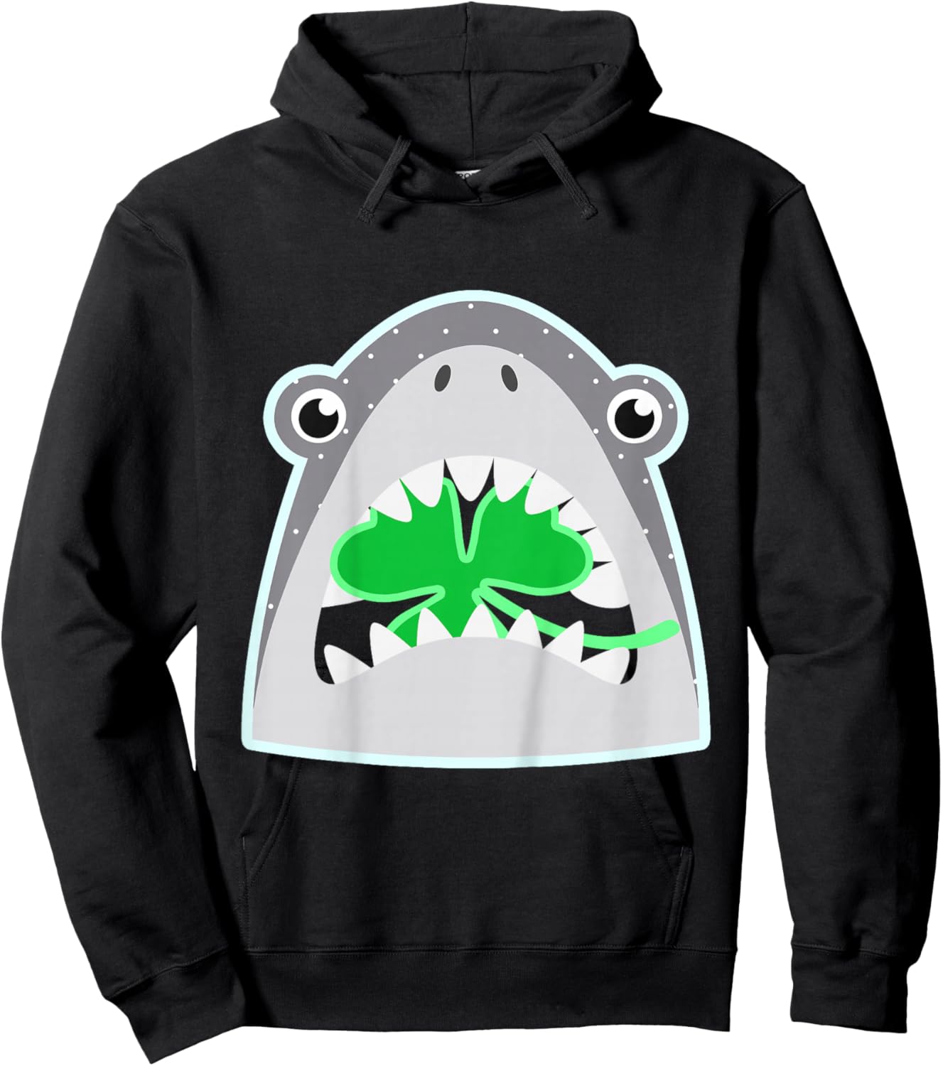 Toddler St Patricks Day Shark Shamrock Boys Lucky Clover Hoodie - Hoodie | Black