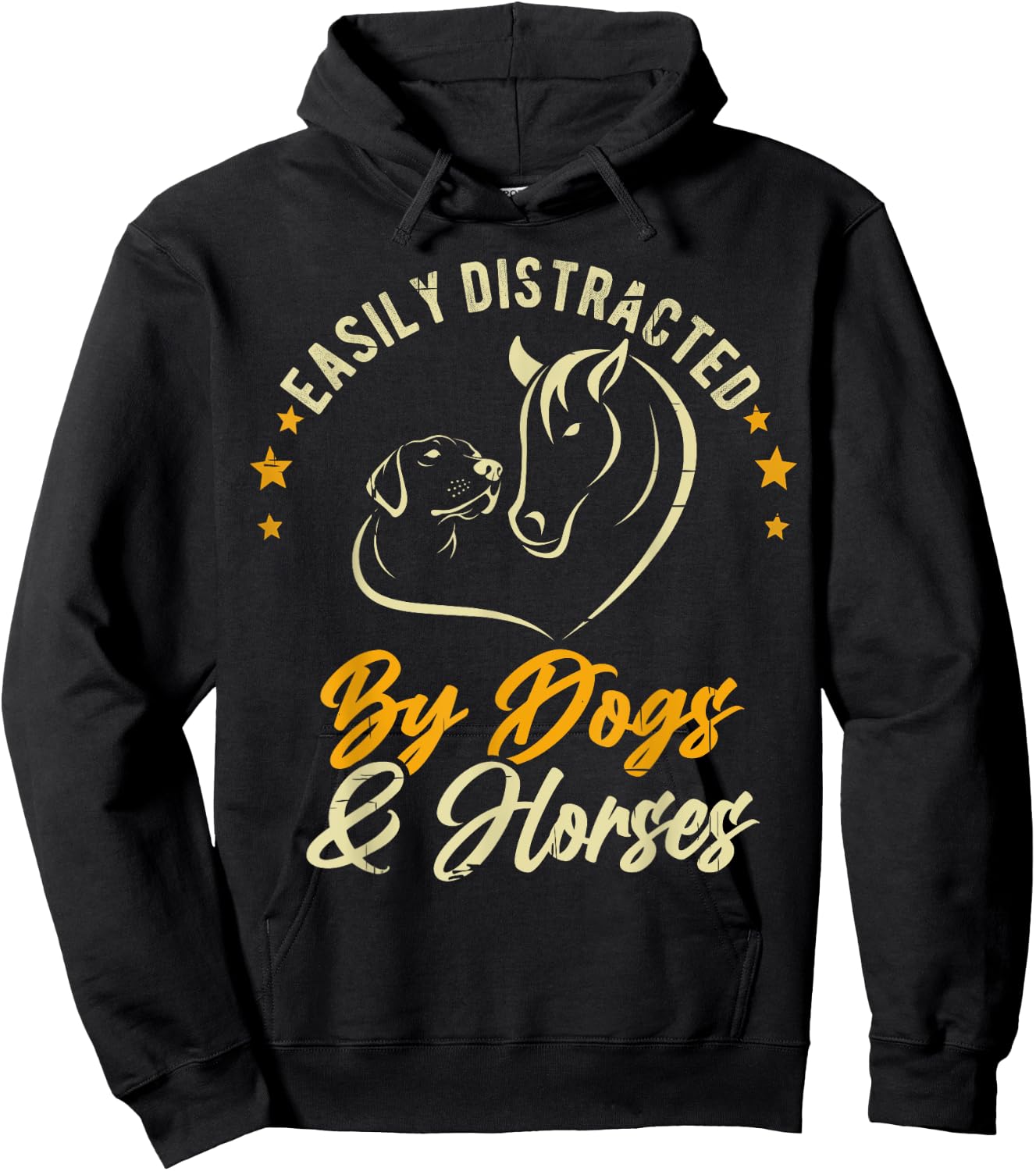 Easily Distracted By Dogs And Horses Dog Mom Horse Mom Women Girls Kids Hoodie - Hoodie | Black
