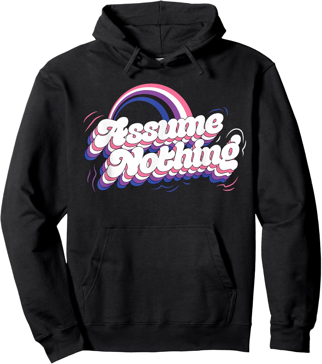 Assume Nothing Genderfluid Rainbow Gender Fluid Pride Love Hoodie - Hoodie | Black