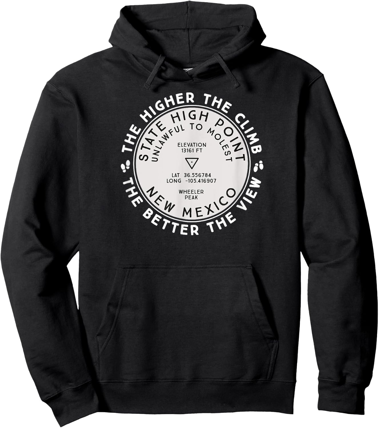 State High Point New Mexico Wheeler Peak Hiking Gift Hoodie - Hoodie | Black