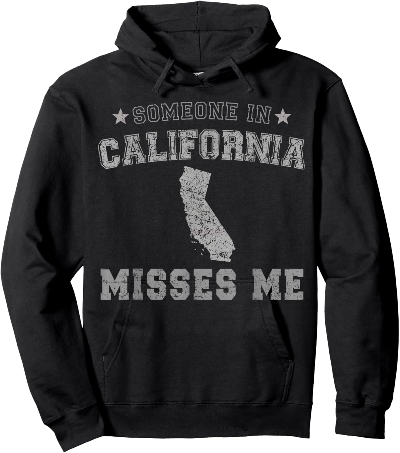 Someone In California Misses Me Heart Vintage State Hoodie - Hoodie | Black