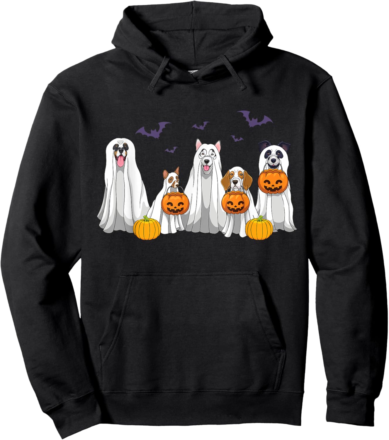 Halloween Dogs Ghost Pumpkins Spooky Dog Lover Gift Hoodie - Hoodie | Black