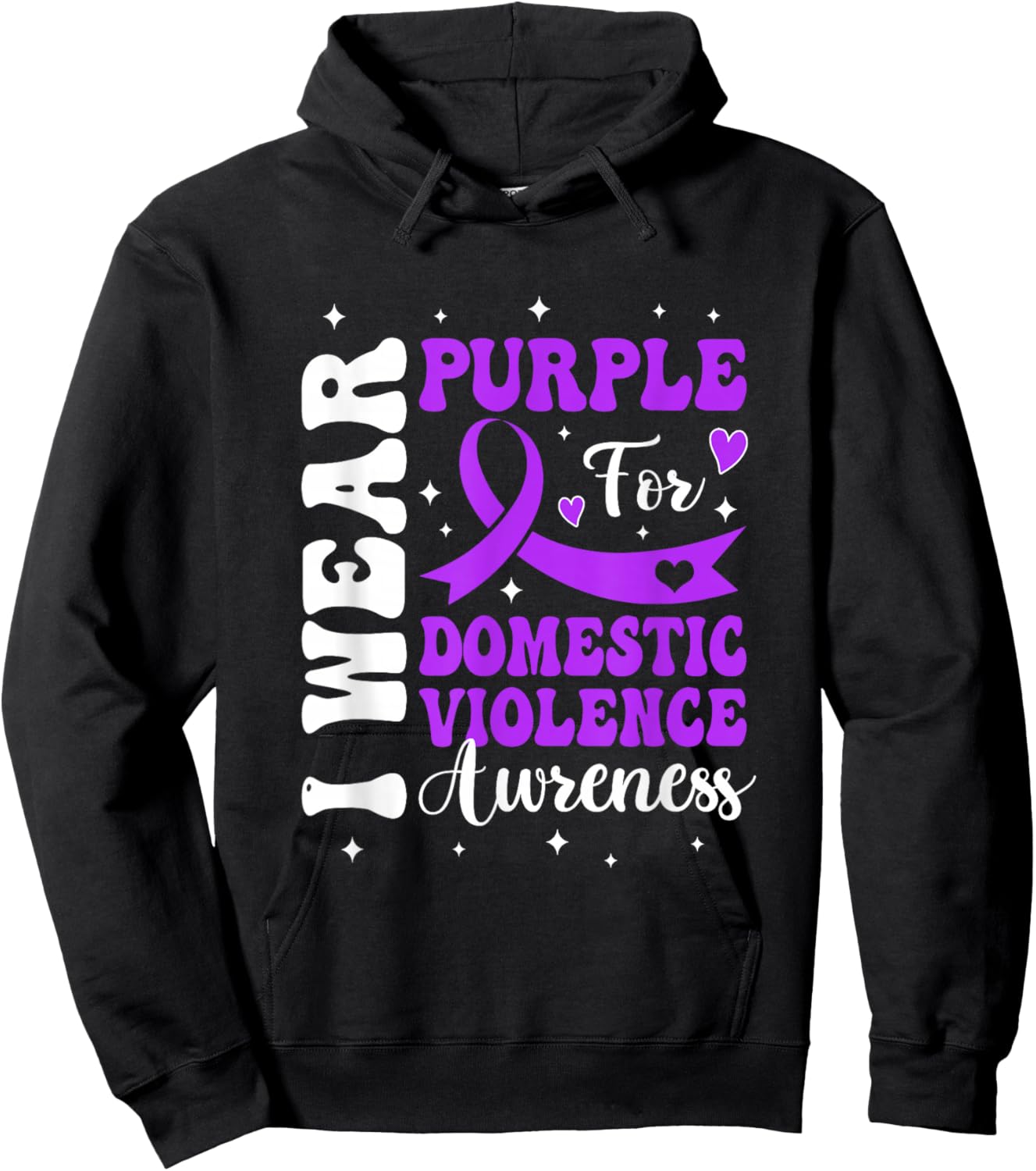 I Wear Purple Domestic Violence Awareness Men Women Hoodie - Hoodie | Black