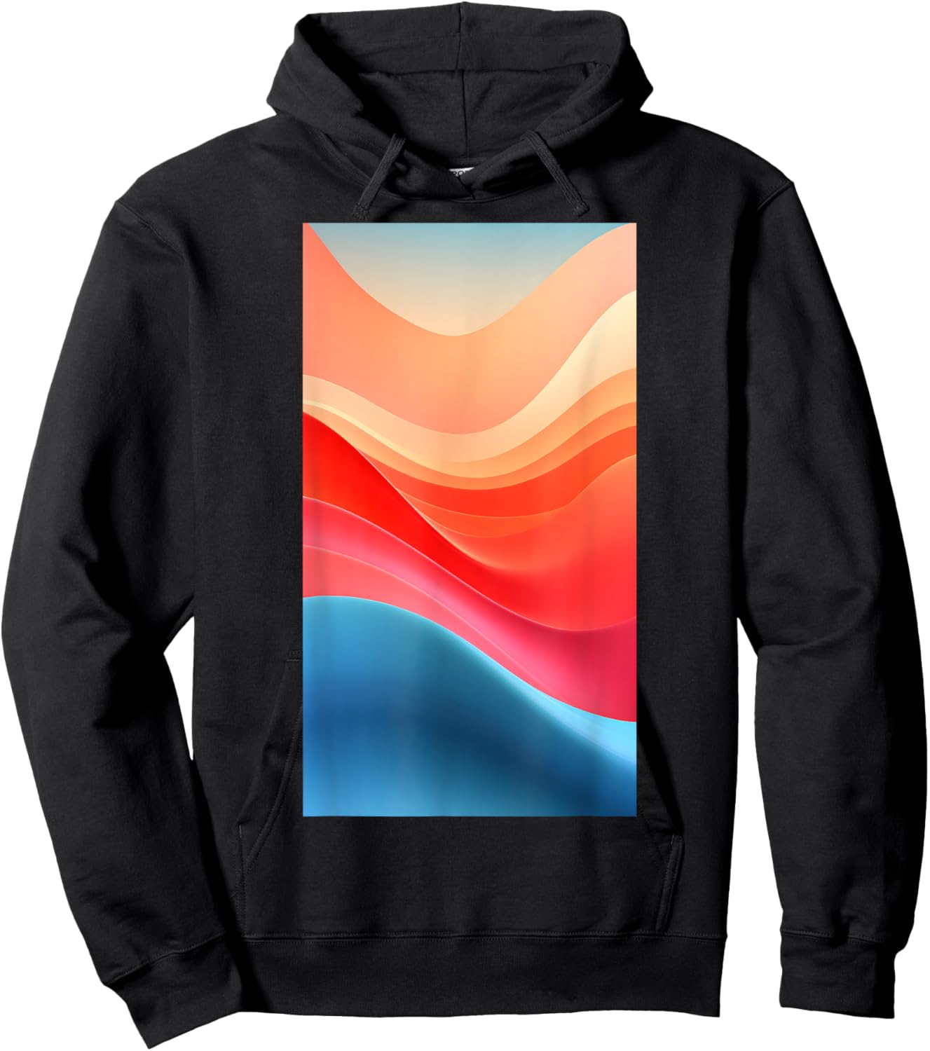 Retro Gradient Shapes Blue And Red Colorful Hoodie - Hoodie | Black