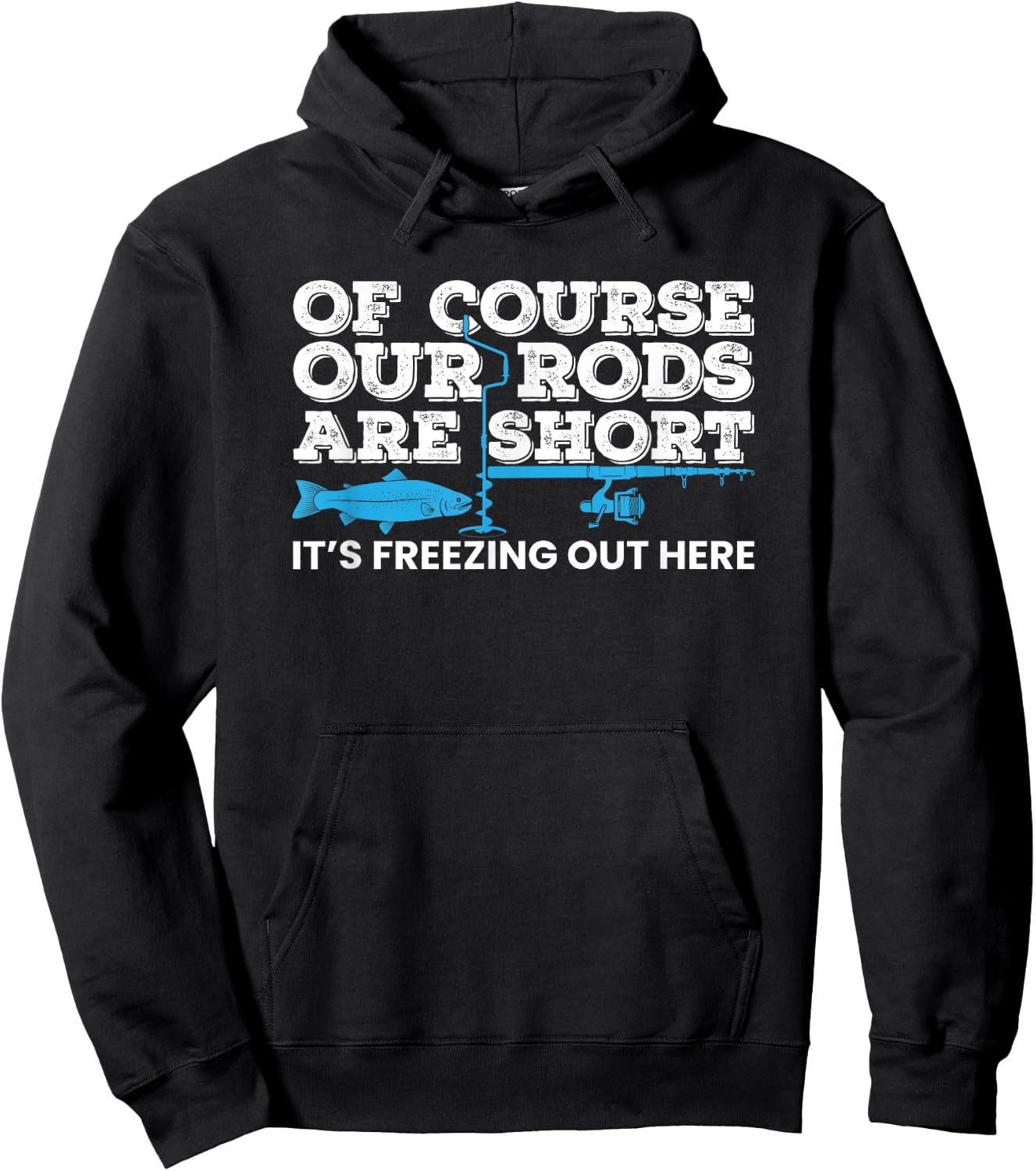 Ice Fishing Short Rods Winter Ice Fishing Hoodie - Hoodie | Black