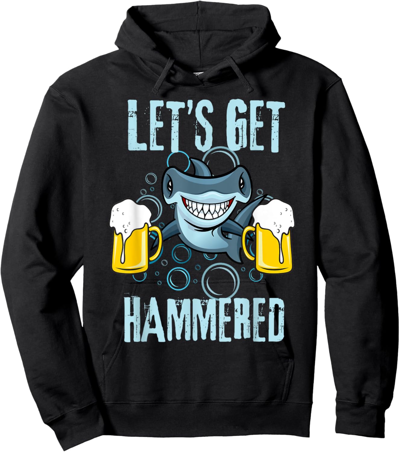 Let’s Get Hammered All Week Funny Hammerhead Shark Pun Party Hoodie - Hoodie | Black