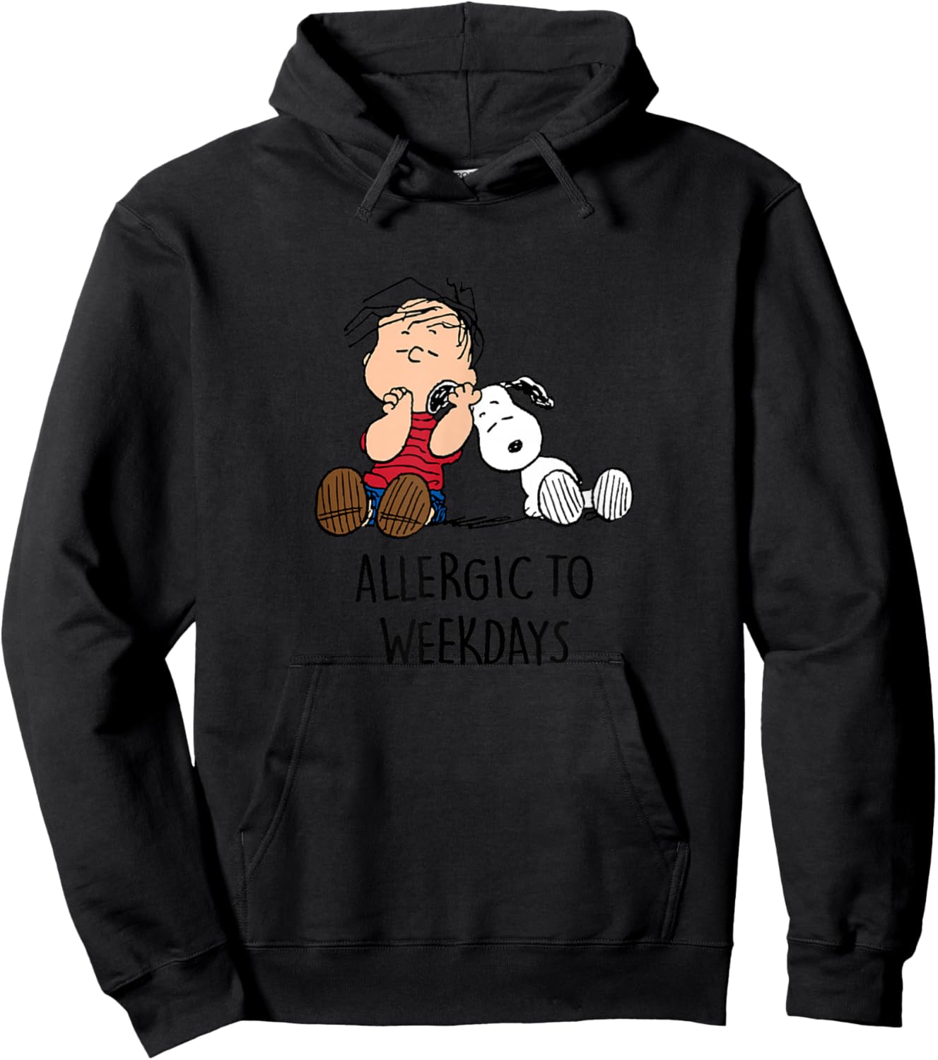 Peanuts - Linus & Snoopy - Allergic to Days of the Week Hoodie - Hoodie | Black